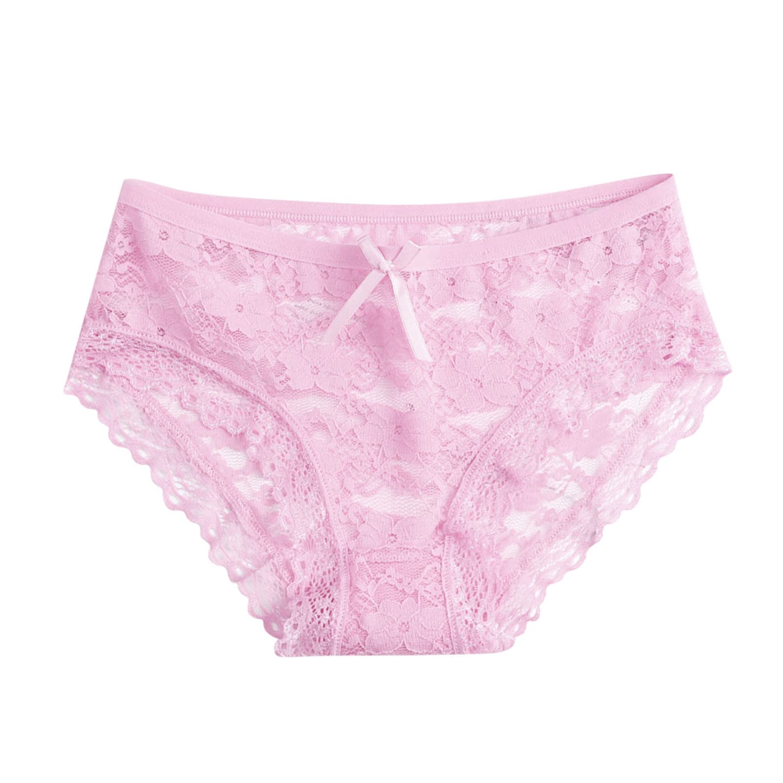 Sexy Lace Women's Panties Hollow Mesh Underwear with Bow Low Waist Design - Plus Size 4XL Maternity Underwear (Pink, One Size) - Perfect for Date Night, Bridal Lingerie & Comfortable Daily Wear
