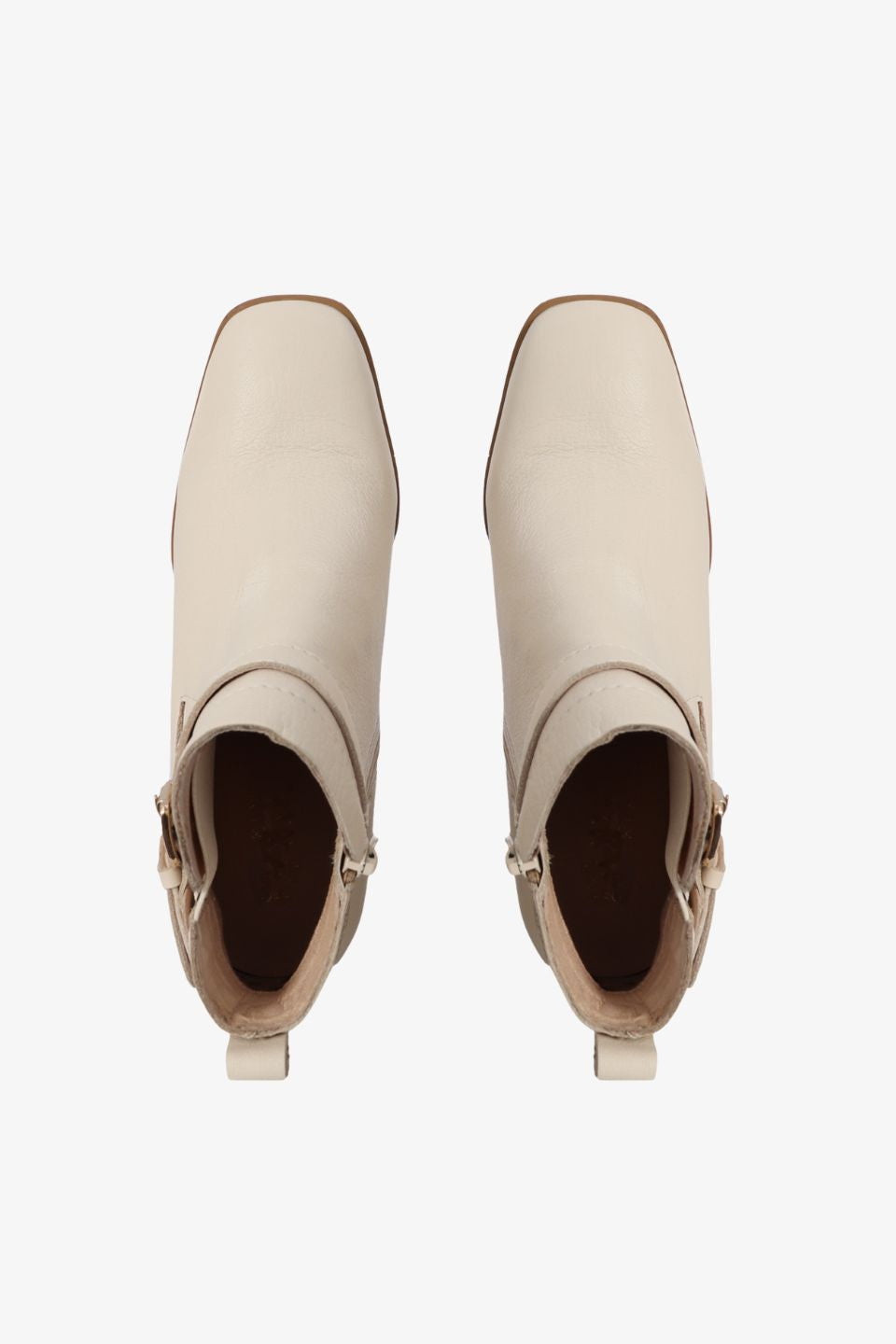 Adelaide Women's Cream Buckle Ankle Boots Mid Heel - Stylish Casual & Office Wear for Fall/Winter Fashion