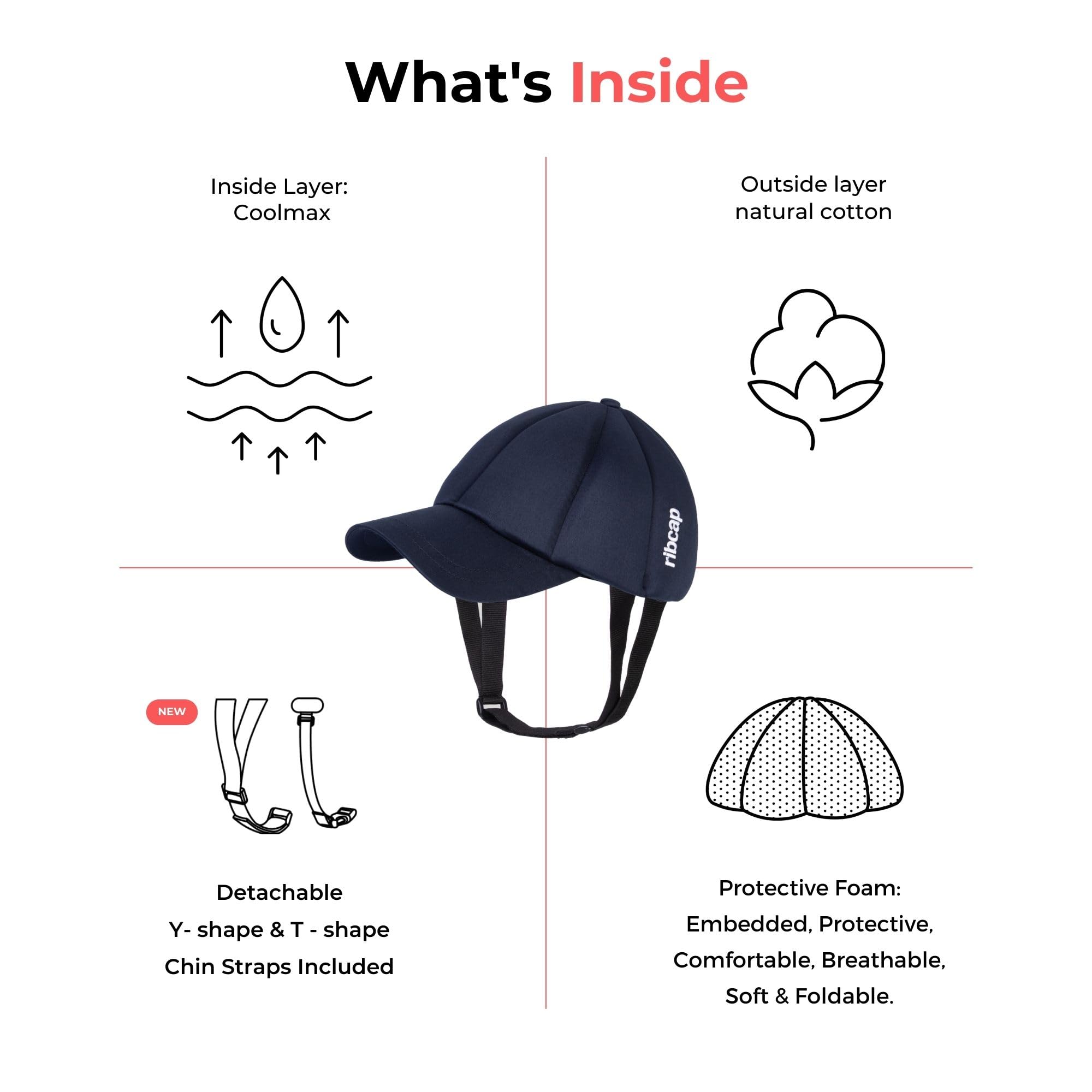 Ribcap Baseball Cap - Medical Grade Protective Helmet with Adjustable Chin Strap | Navy Blue | Size L-XL | Perfect for Chemotherapy, Radiation & Outdoor Activities
