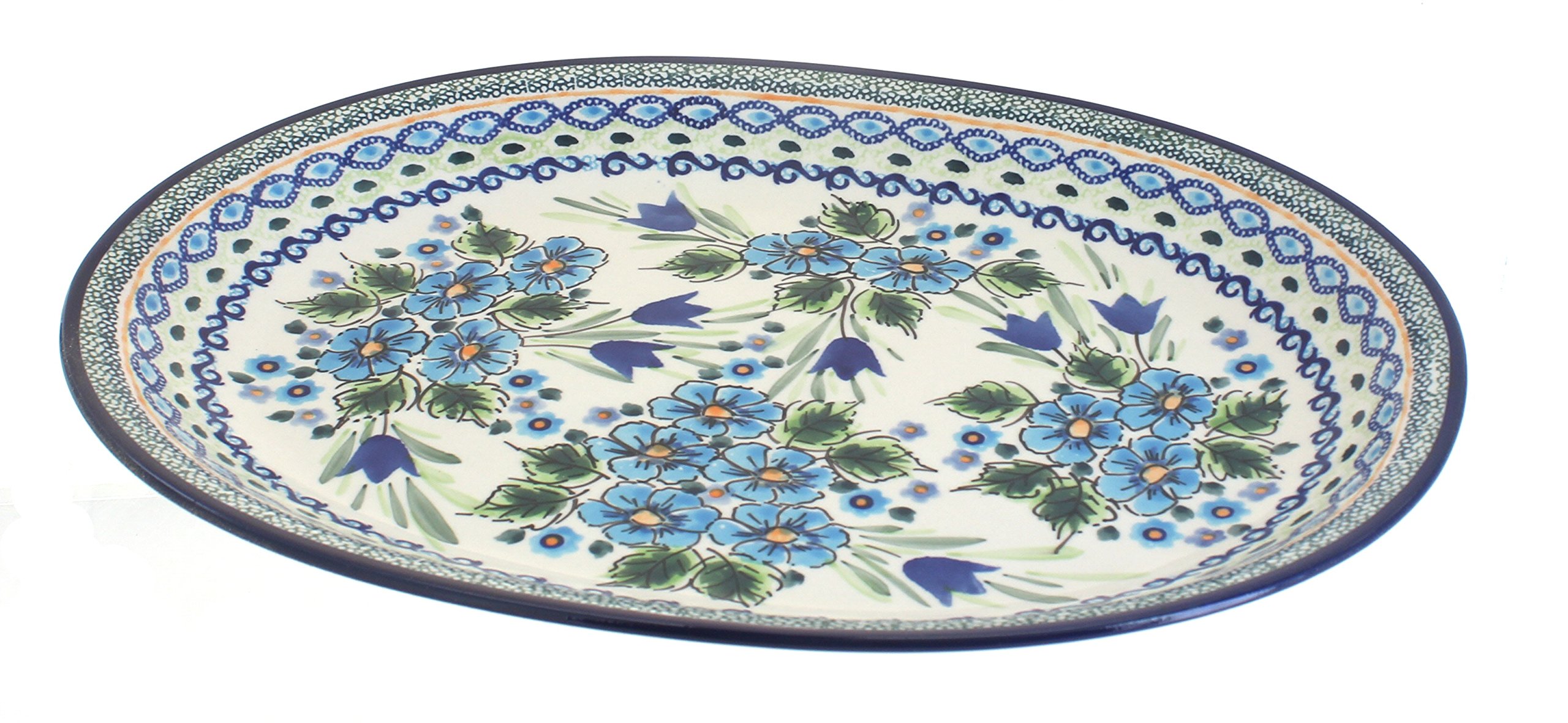 Blue Rose Polish Pottery Ballina Large Serving Platter - Handmade Ceramic Tray for Entertaining, Dining, and Home Decor - Perfect for Parties, Holidays, and Special Occasions