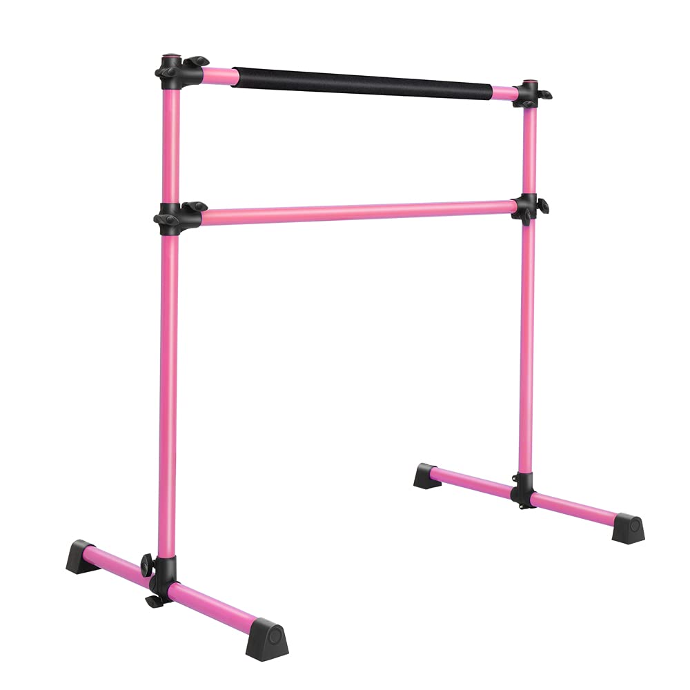 Professional Double-Decker Adjustable Dance Pole for Home Studio - Ballet, Yoga, Stretching & Fitness Training - Pink | Perfect for Dance Practice, Pole Fitness & Home Workouts