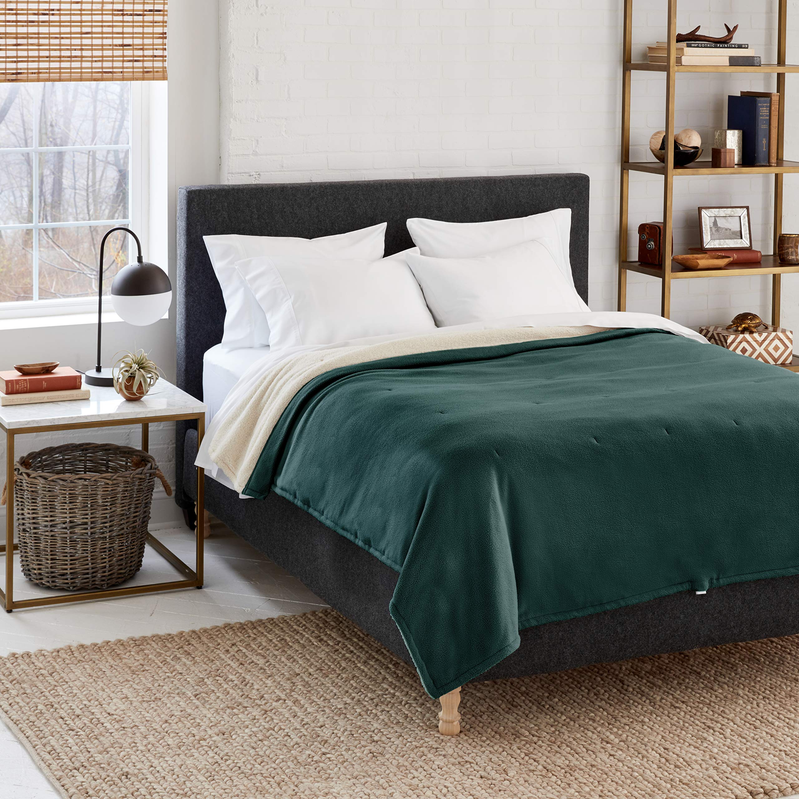 Eddie Bauer Twin Size Heated Blanket - Soft Fleece Electric Blanket with Sherpa Reverse, Low-Voltage Warming Technology (Juniper Green) - Perfect for Cold Nights, Winter Bedding & Cozy Home Comfort