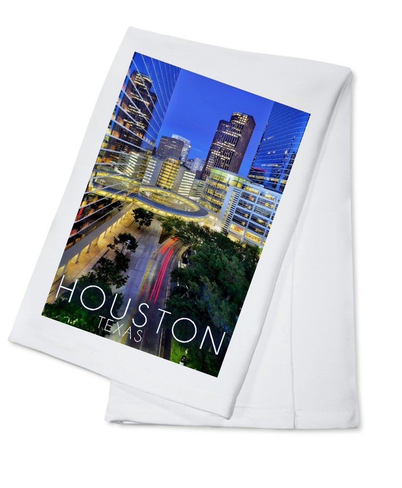 Houston Texas Downtown Skyline 100% Cotton Tea Towel - Decorative Hand Towel for Kitchen, Home Decor, Housewarming Gift, Dish Drying & Cozy Farmhouse Style