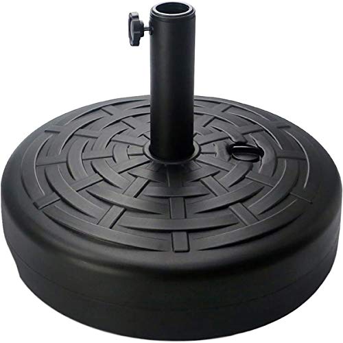 Heavy Duty Round Plastic Patio Umbrella Base - Free Standing Outdoor Water/Sand Filled Weighted Stand for Garden, Deck & Poolside (Black) | Perfect for Backyard, Beach & Outdoor Dining Areas