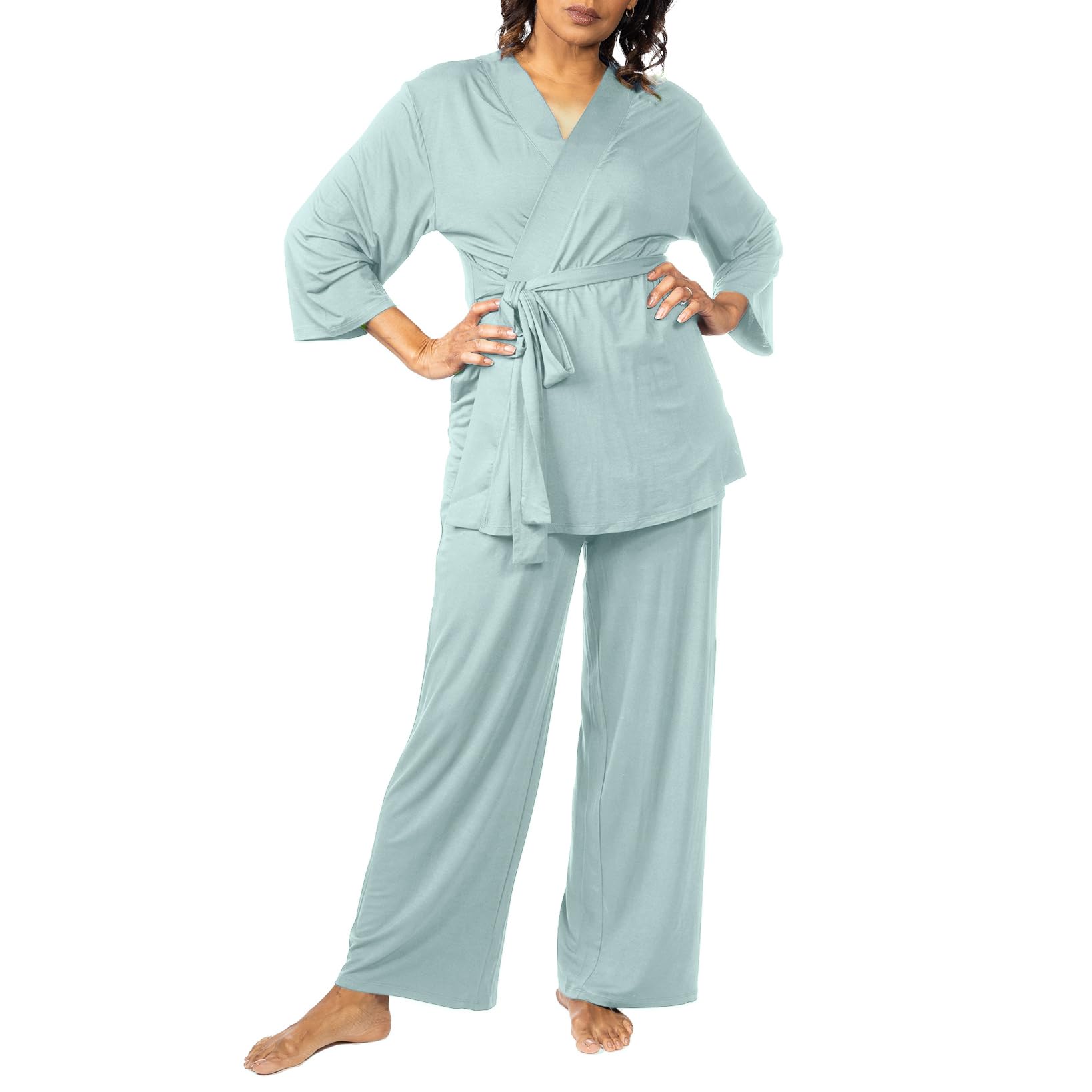 Post Mastectomy Pajamas with Drain Pockets - Soft Recovery Pajamas for Breast Surgery, Tummy Tuck & Hysterectomy - Comfortable Post-Surgery Lounge Wear for Women at Home
