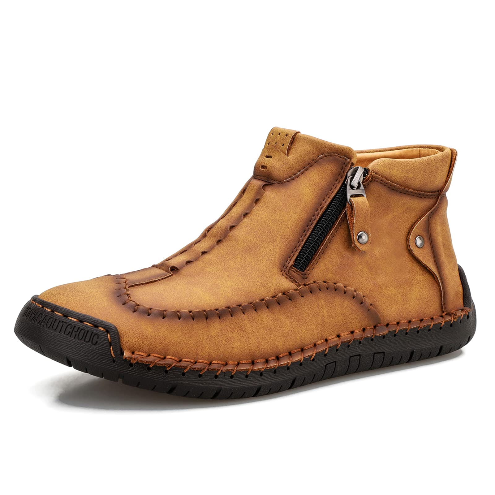 Men's Leather Chukka Ankle Boots - Winter Warm Fur Lined Casual Oxford Shoes for Outdoor Hiking | Comfortable & Durable US Size 6.5-12 | Perfect for Daily Wear, Work & Outdoor Adventures