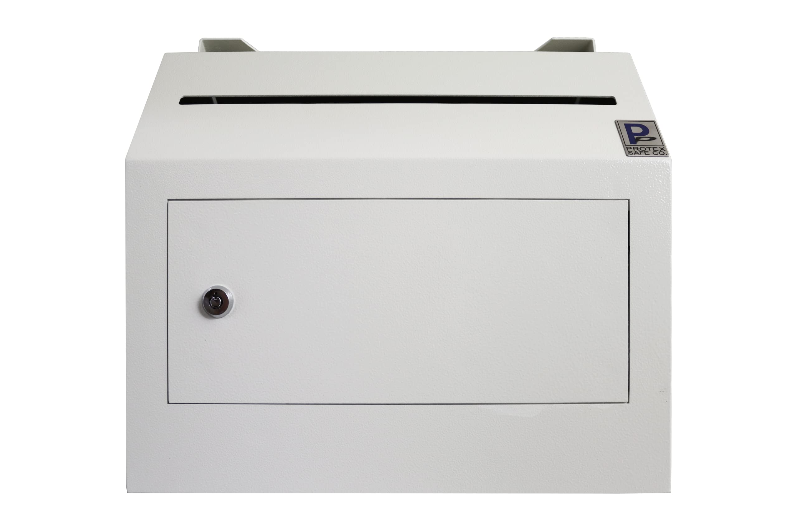 Protex Wall Mount Drop Box Safe (SDL-500) - Secure Cash, Checks & Envelopes with Piano Hinge & Saw-Tooth Baffle | Pre-Drilled Holes & Reinforced Off-White Door | Ideal for Retail Stores, Offices & Apartment Buildings