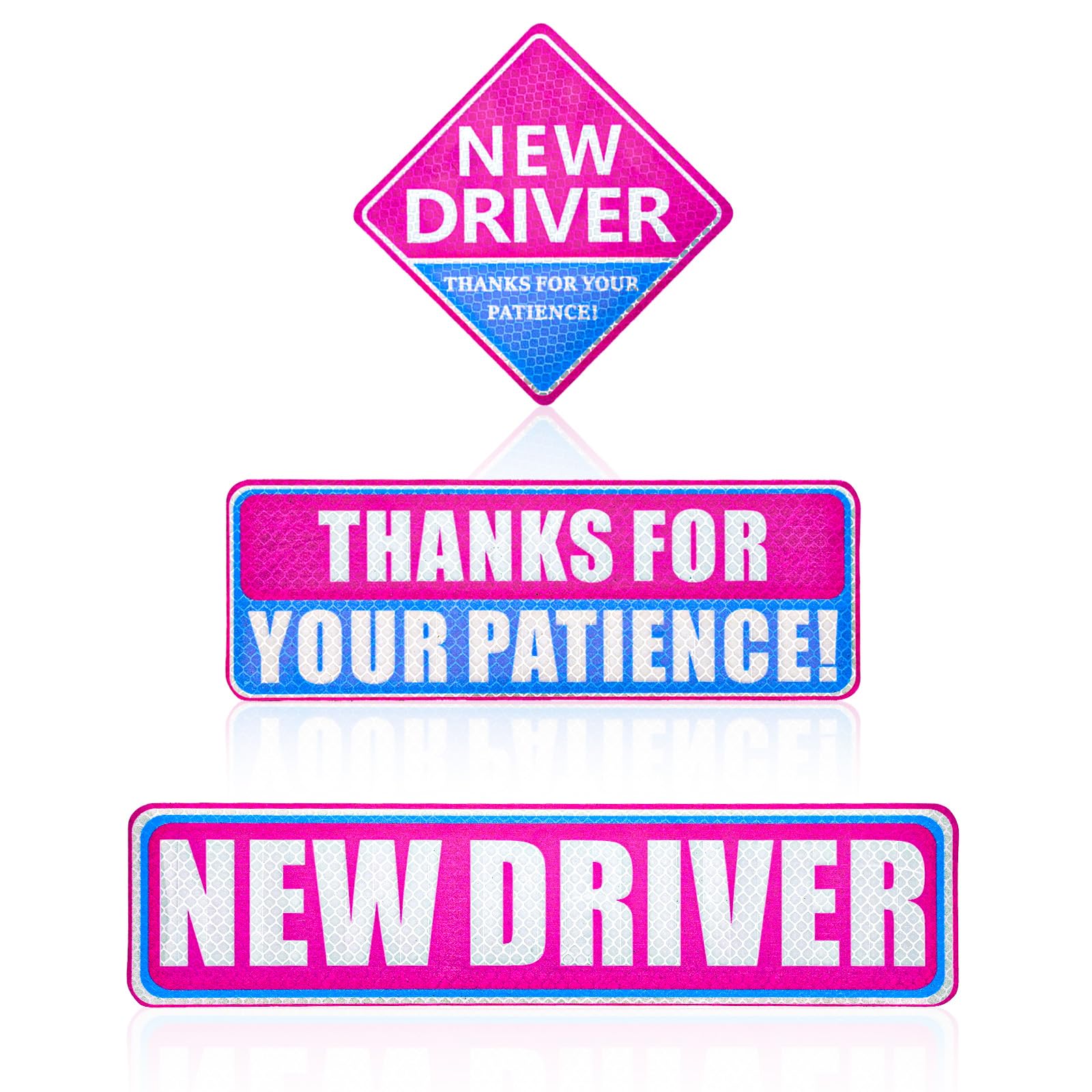 3-Piece New Driver Magnet Set for Cars - Reflective Magnetic Bumper Stickers with 