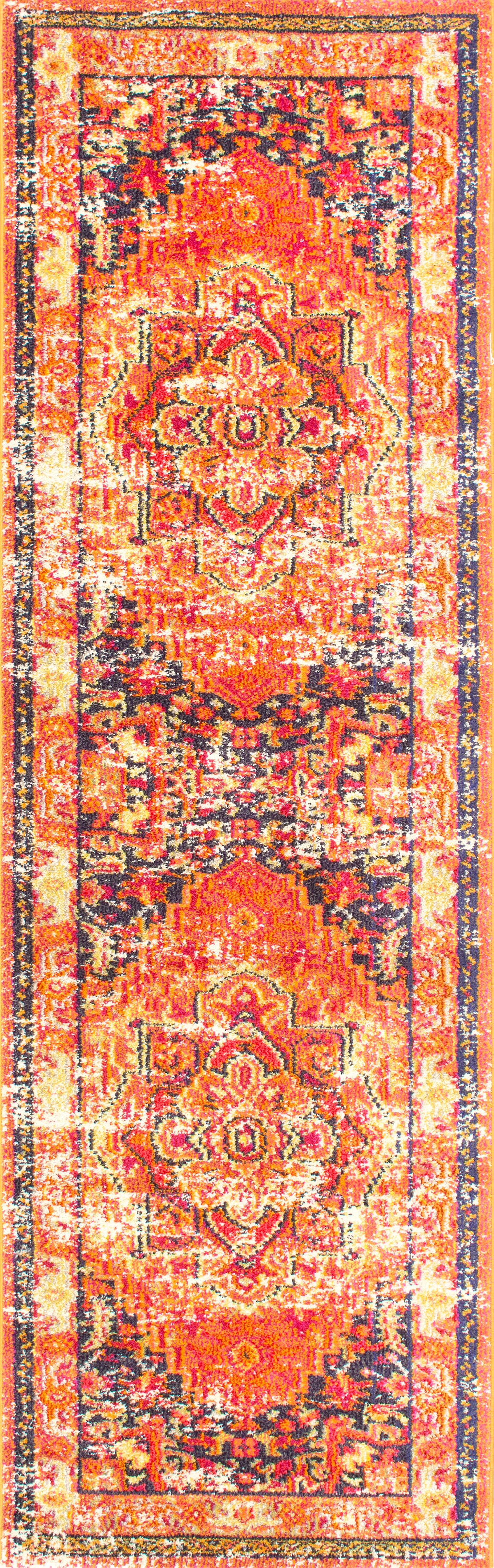 Stylish Orange Center Medallion Rug - Perfect for Living Room, Bedroom, or Dining Area Decor