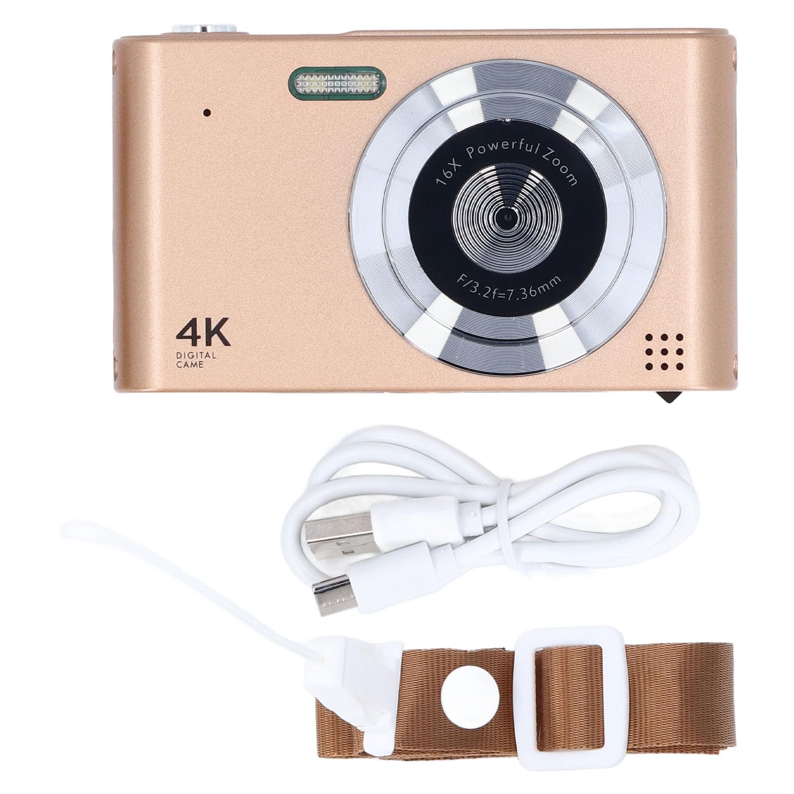 4K Digital Camera with 16X Zoom & 48MP - 2.4in LCD Screen, Built-in Flash & Anti-Shake - Perfect Vlog Camera for Beginners, Kids & Travel (Gold) | Capture Stunning Photos & Videos for YouTube, Family Moments & Outdoor Adventures