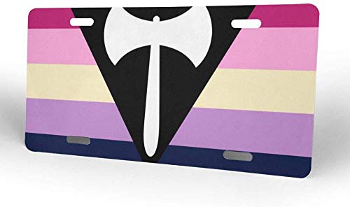 Jianxiong Auto LGBTQ+ Pride License Plate - Lesbian Labrys Flag Aluminum Vanity Tag for Cars & Trucks - Show Your Pride on the Road