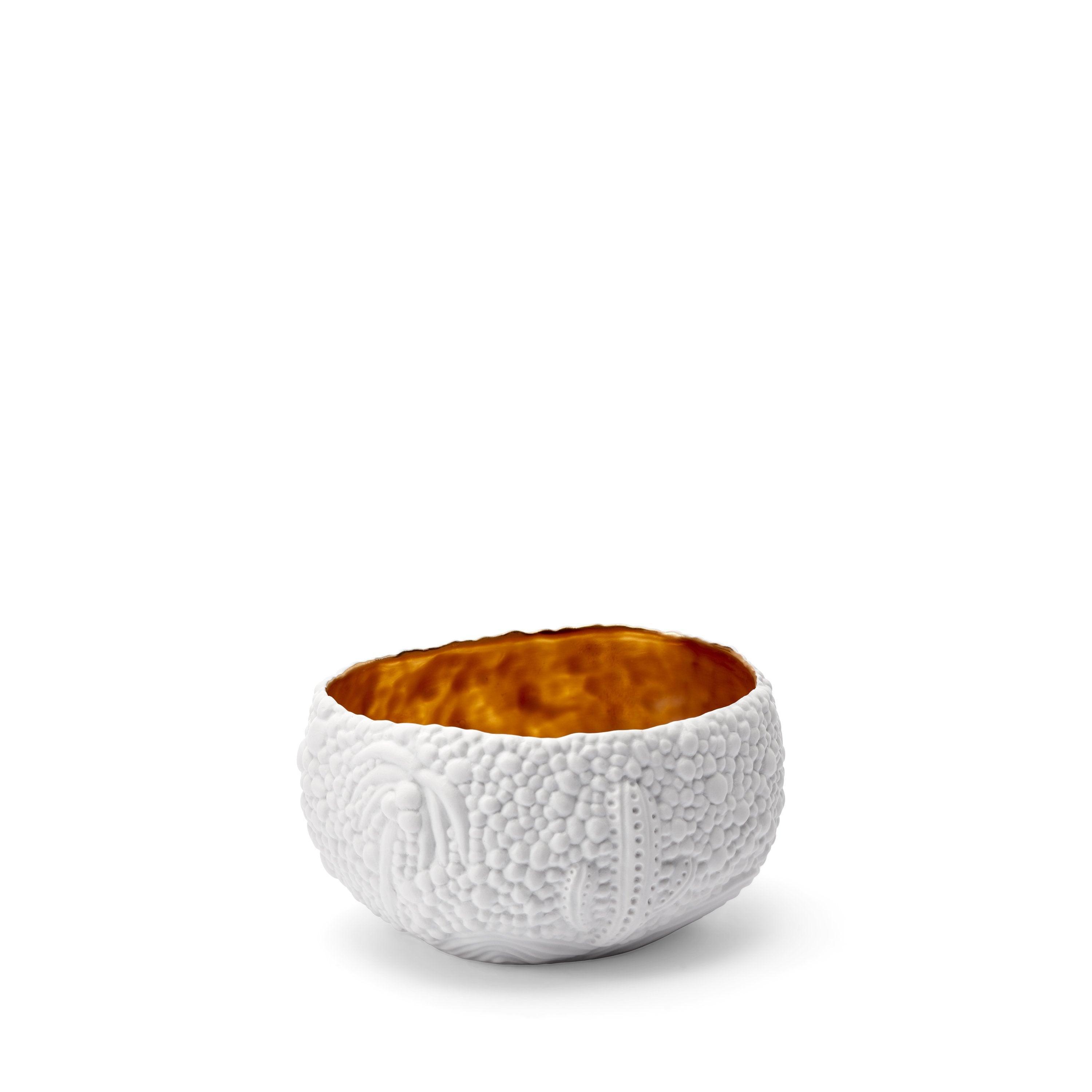 Haas Mojave Desert Bowl - Small White & Gold Ceramic Serving Bowl for Salads, Snacks, and Home Decor