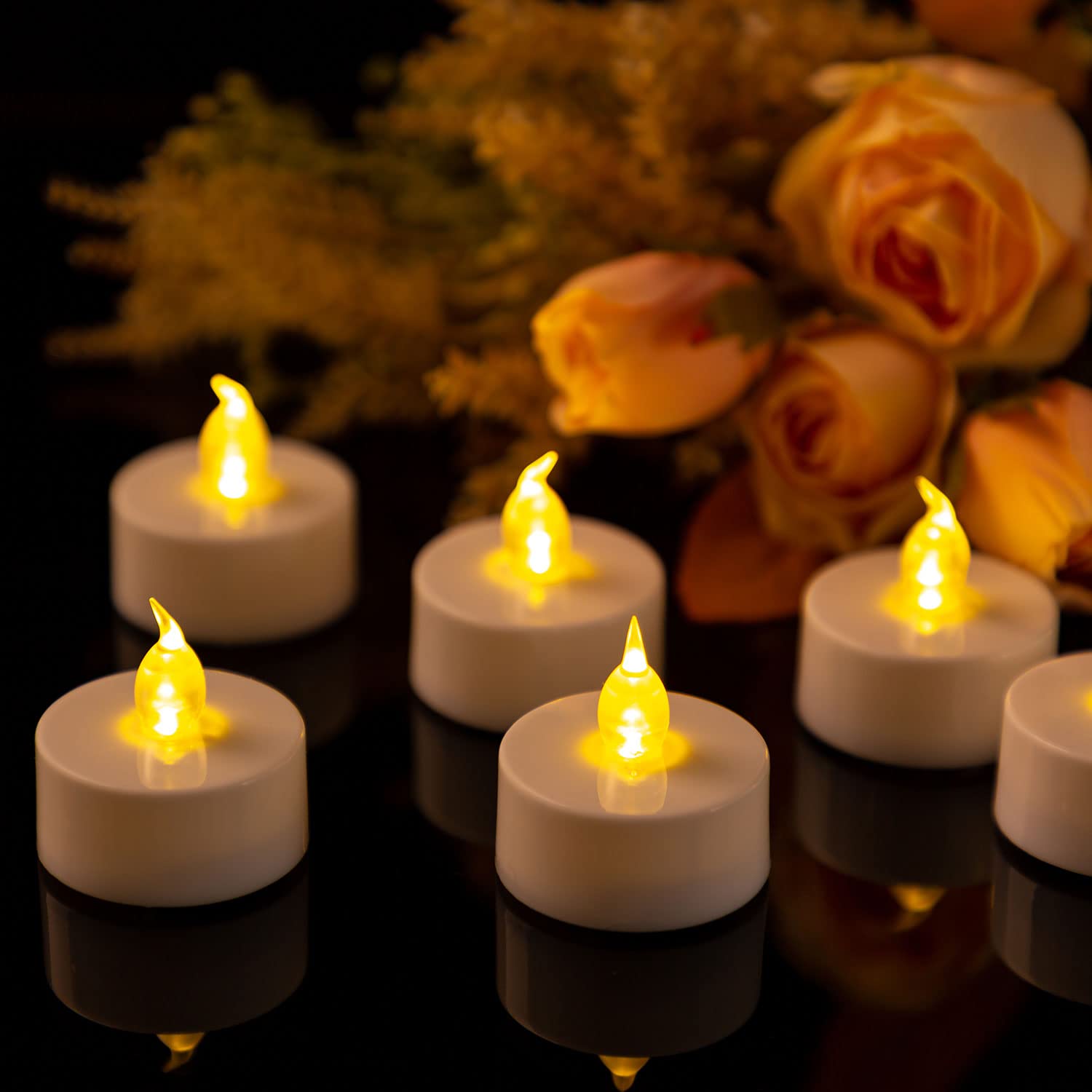 LED Tea Lights - 24 Pack Flameless Flickering Candles for Wedding & Home Decor