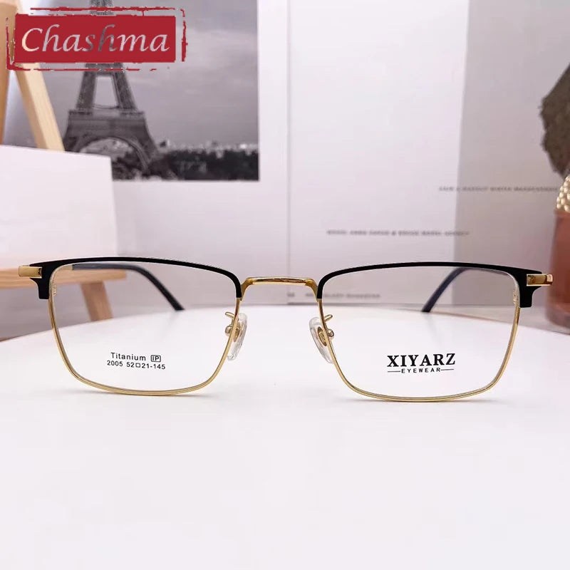 Premium Titanium Full Rim Square Eyeglasses for Men - Lightweight & Durable Frame (Model 42005) | Perfect for Office, Reading & Everyday Fashion