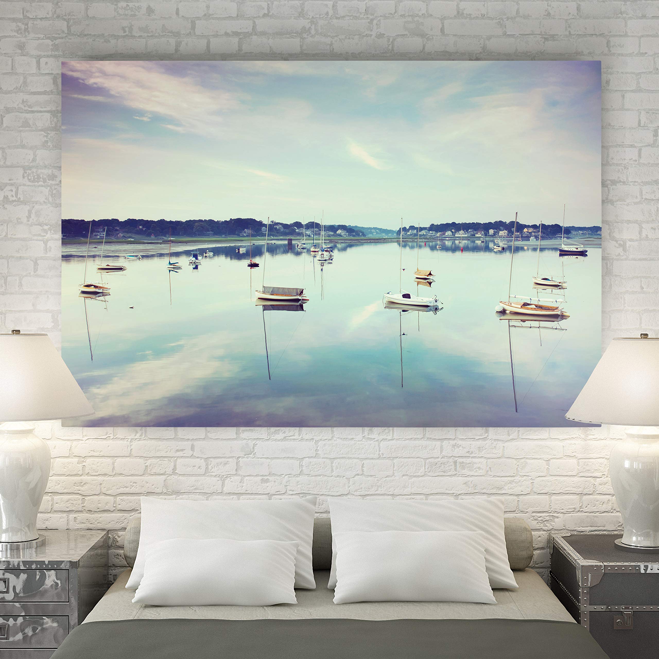 Premium Landscape Canvas Wall Art - Cape Ann Marina Photographic Print (24x36 Inch) for Living Room, Bedroom, Kitchen & Bathroom Decor | Stunning Gallery-Quality Home & Office Décor