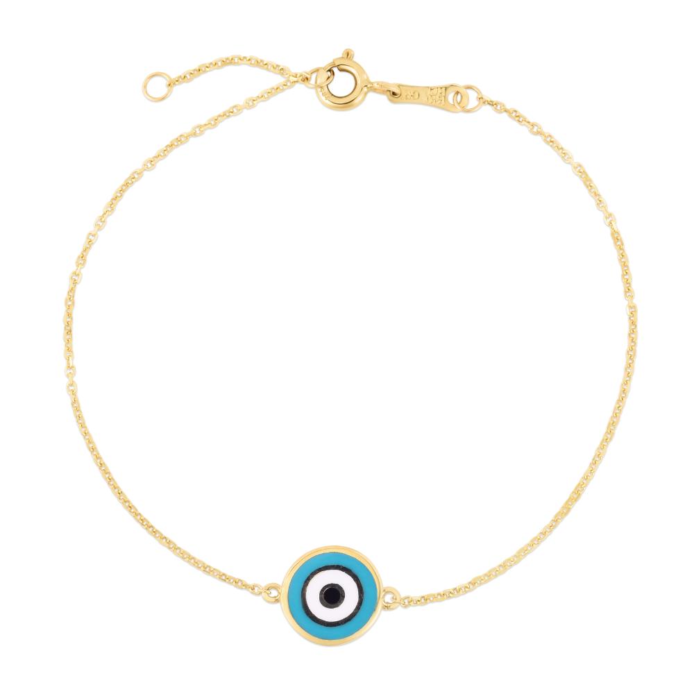 14K Gold Blue Evil Eye Bracelet for Women - Protection Jewelry for Good Luck & Positive Energy - Perfect for Gifts, Daily Wear & Spiritual Healing
