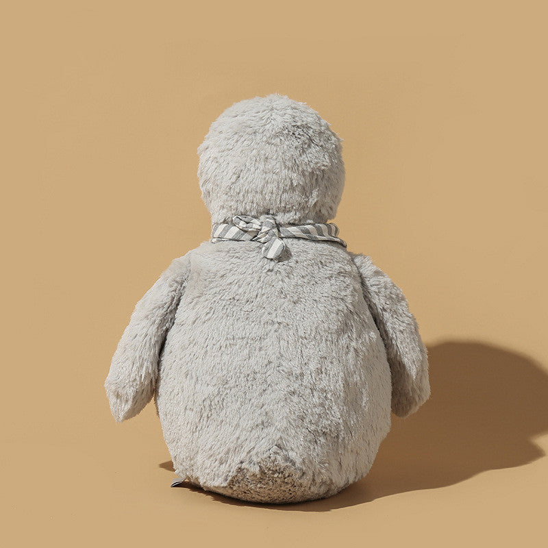 Stylish Kawaii Duck Plush Toy - Soft Fluffy Fur Coat & Grey Scarf | Cute Collectible Gift for Kids & Adults | Perfect for Bedroom Decor, Birthday Presents & Anime Lovers