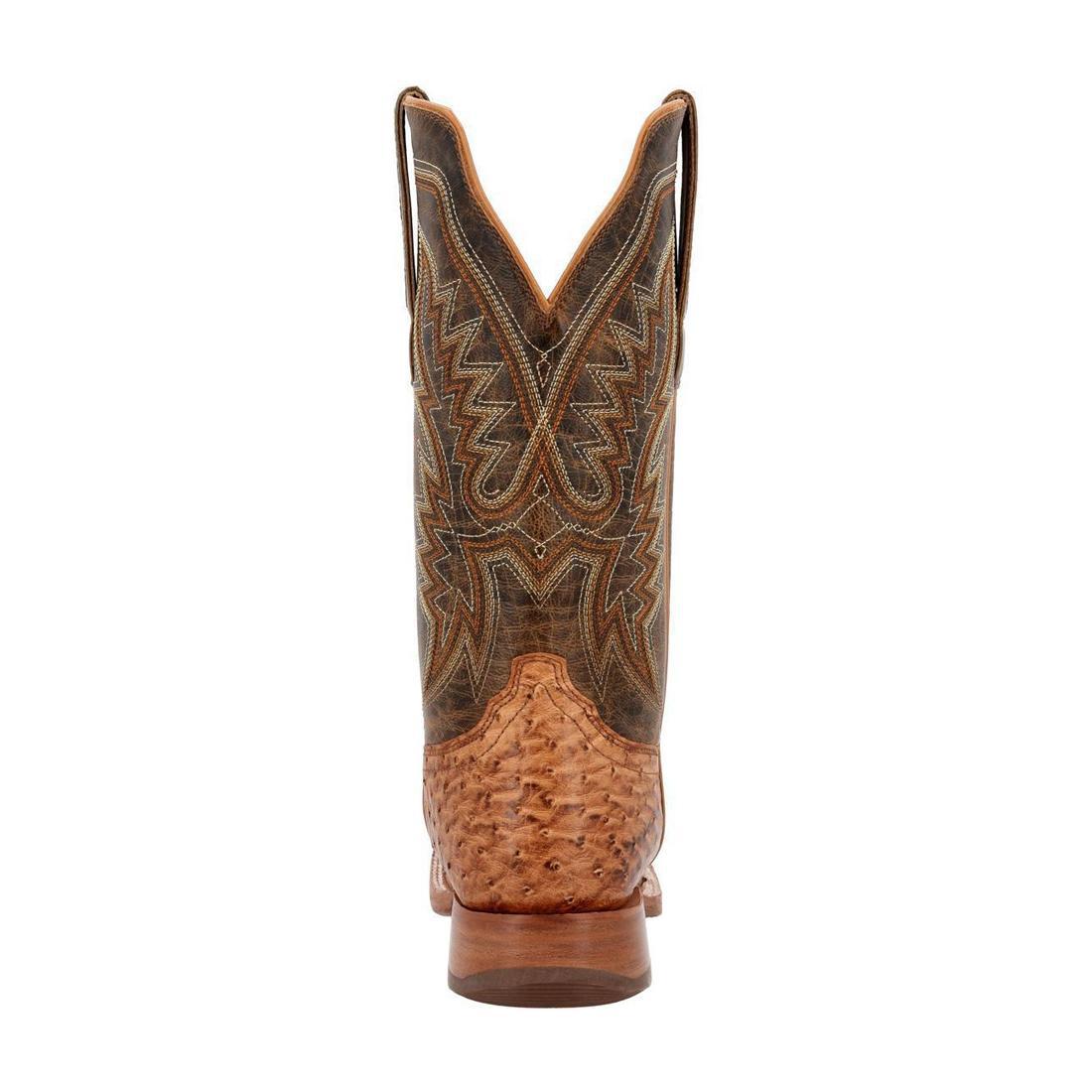 PRCA Collection Full Quill Ostrich Western Boots - Genuine Exotic Leather Cowboy Boots for Men & Women - Vintage Antique Saddle Brown - Perfect for Rodeo, Country Dancing & Western Fashion
