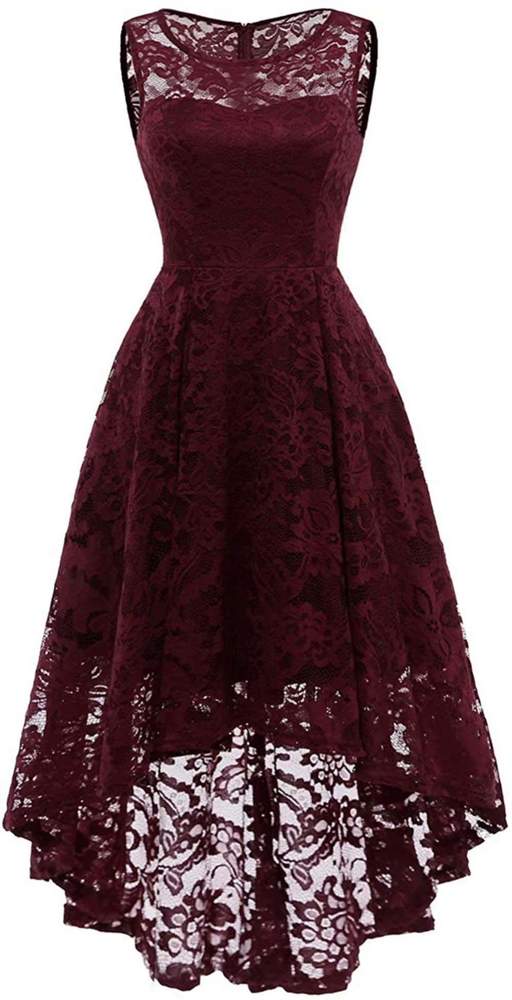 Vintage Lace Bridesmaid Dress - Hi-Lo Formal Gown for Prom & Evening Parties