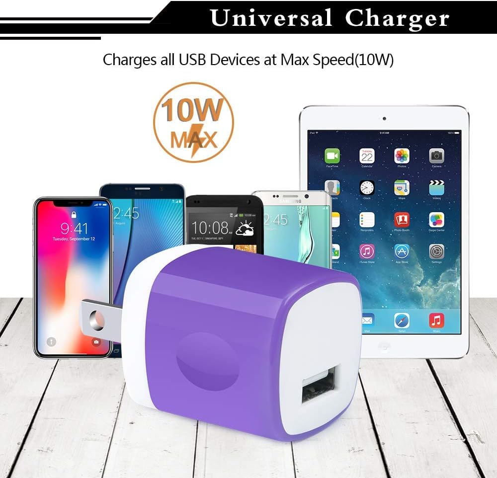 5-Pack USB Wall Charger Block - 5V/1A Fast Charging Adapter Cube for iPhone 14/13/12/11/X/8/7/6/5S, iPad, Samsung Galaxy, LG, Moto & Android Phones - Compact Travel & Home Power Charging Station for Phones & Tablets