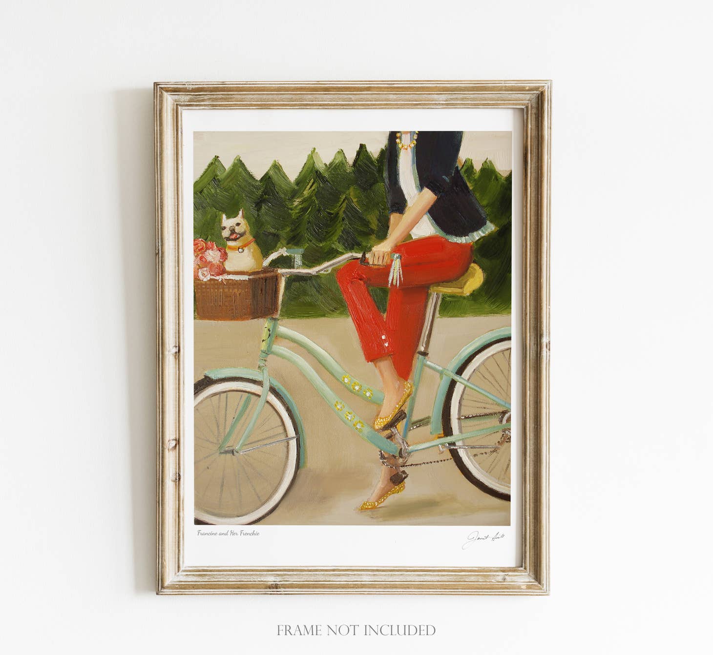 Francine and Her Frenchie Small Art Print - Cute French Bulldog Wall Decor for Home, Office & Nursery - Perfect Gift for Dog Lovers