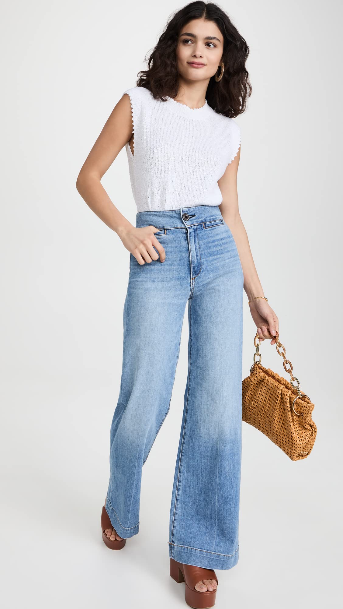 Women's Brighton Wide Leg Jeans - High Waist Stretch Denim Pants for Casual & Office Wear | Comfortable Plus Size Options Available