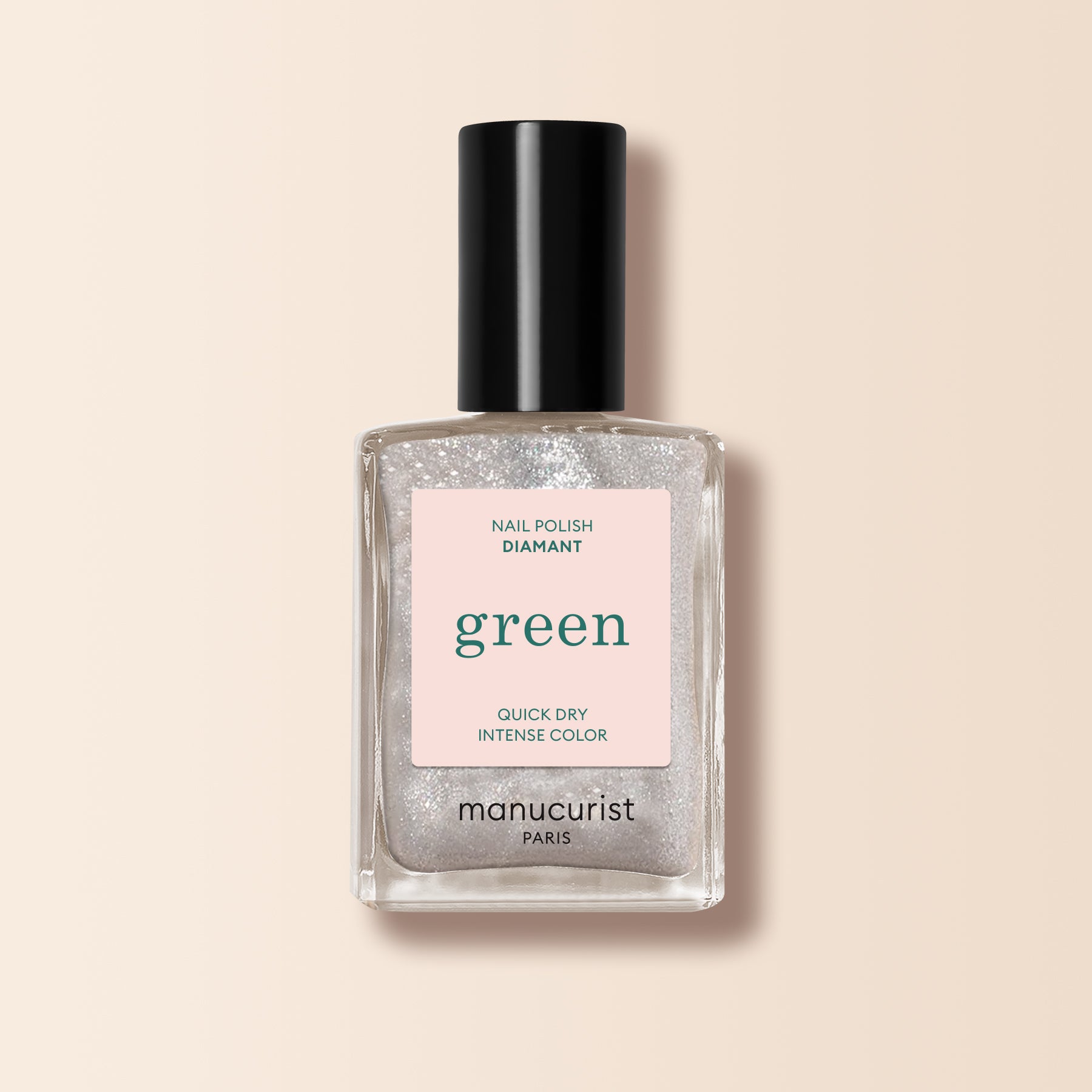 Green Nail Polish with Diamond Glitter - Long Lasting Vegan & Non-Toxic Nail Lacquer for Women | Perfect for Parties, Weddings, and Special Occasions