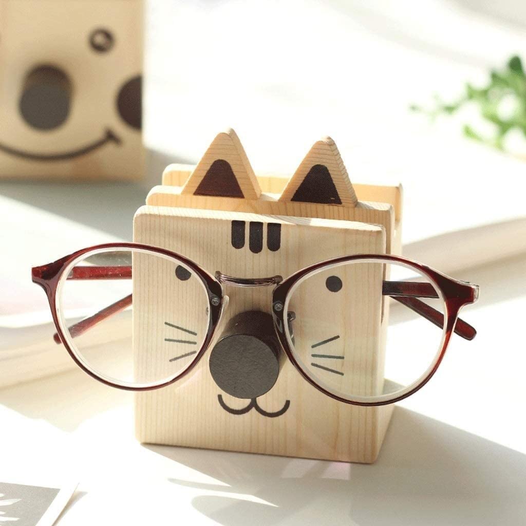 Solid Wood Pen Holder with Glasses Frame & Phone Storage - Cute Animal Desk Organizer for Pencils, Pens & Office Supplies - Perfect for Home, Office & School Workspace Organization