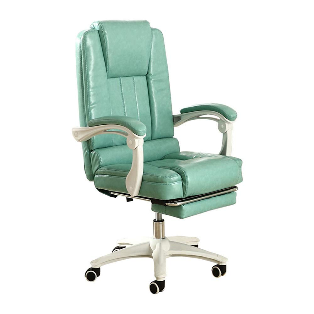 Premium Ergonomic Leather Gaming Chair with Adjustable Footrest & High Back Reclining - 330 lbs Weight Capacity - Green Office Desk Chair for PC Gaming, Work & Home Theater Relaxation