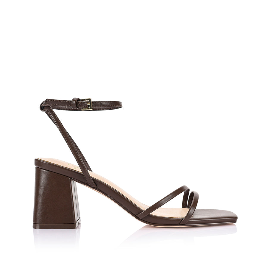 Stevie Block Heel Sandals for Women - Chocolate Brown Leather Comfortable Summer Shoes | Perfect for Weddings, Parties & Office Wear
