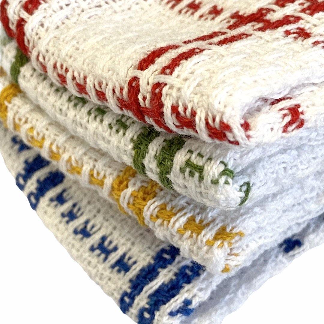 Premium Riggs Basket Weave Dish Cloths Set of 4 - Super Absorbent & Durable Cotton Kitchen Towels for Washing Dishes, Cleaning Countertops & Drying Hands - Perfect for Home, Restaurant & RV Use