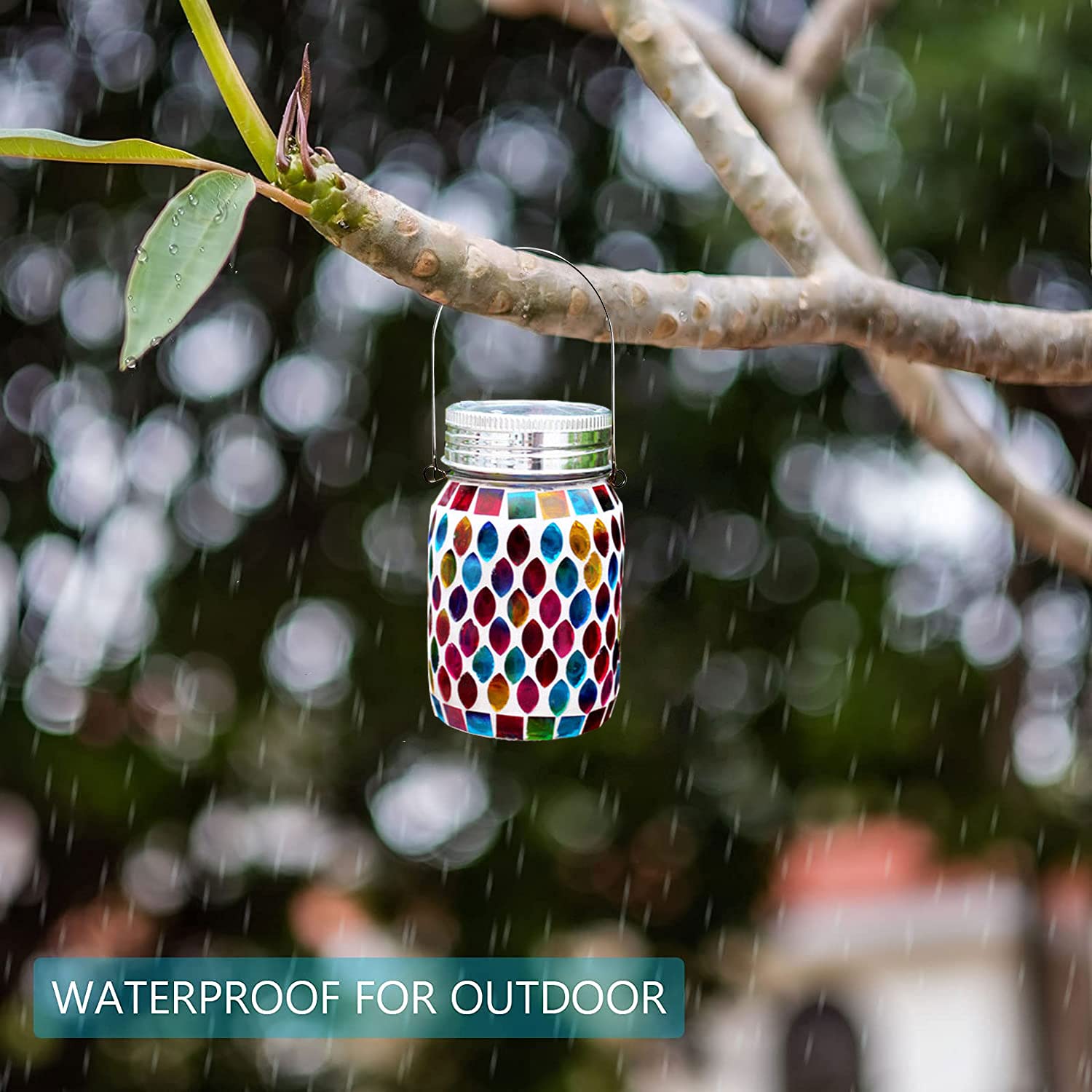 Rechargeable Waterproof Solar Mosaic Hanging Lanterns - Outdoor Decorative LED Table Lamps for Garden, Patio, Backyard & Pathway Lighting | Solar-Powered Night Lights for Parties, Weddings & Home Decor