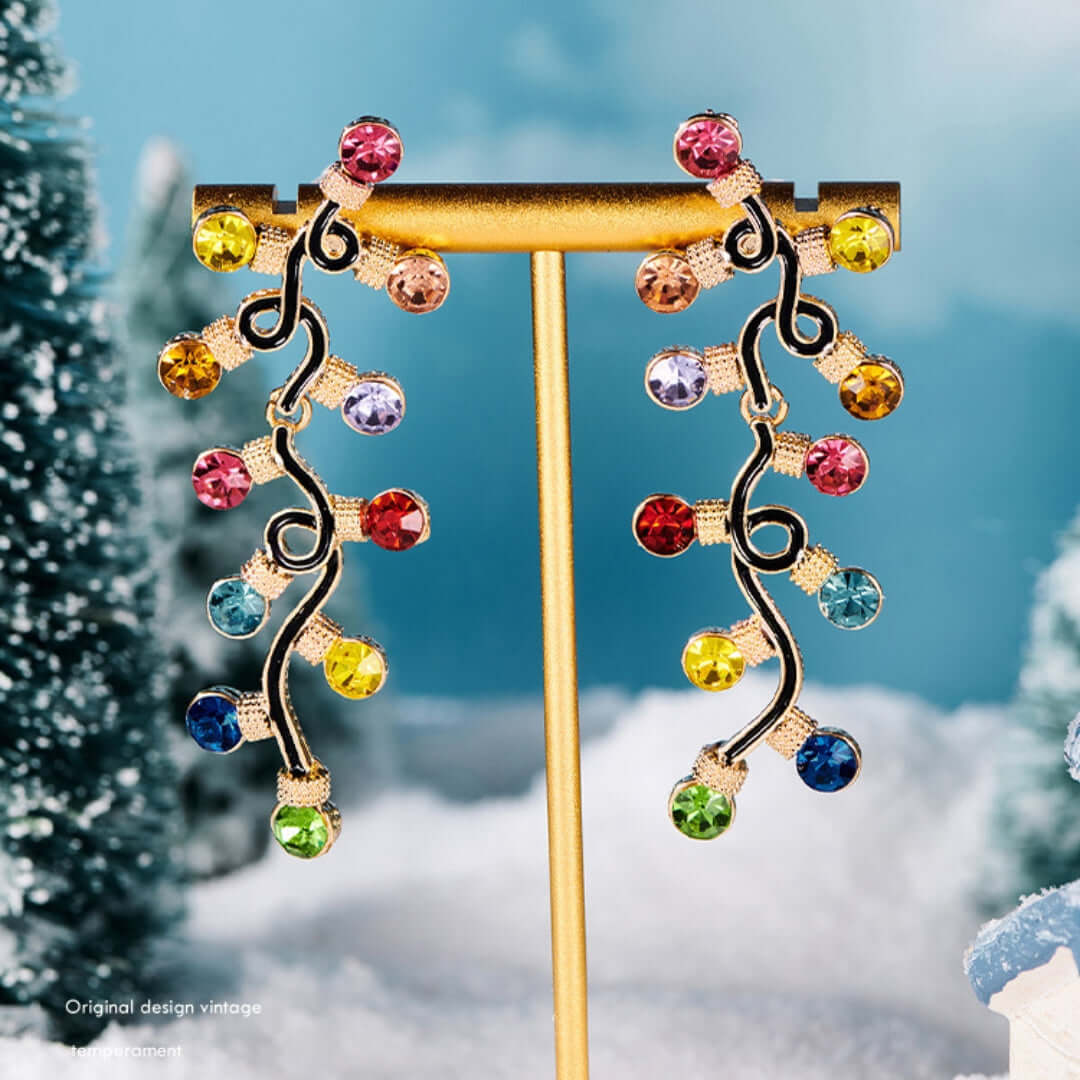 Festive Christmas Light Bulb Drop Earrings - Colorful Holiday Dangle Earrings for Women | Perfect for Christmas Parties, Gift Exchange & Festive Celebrations (D1240)