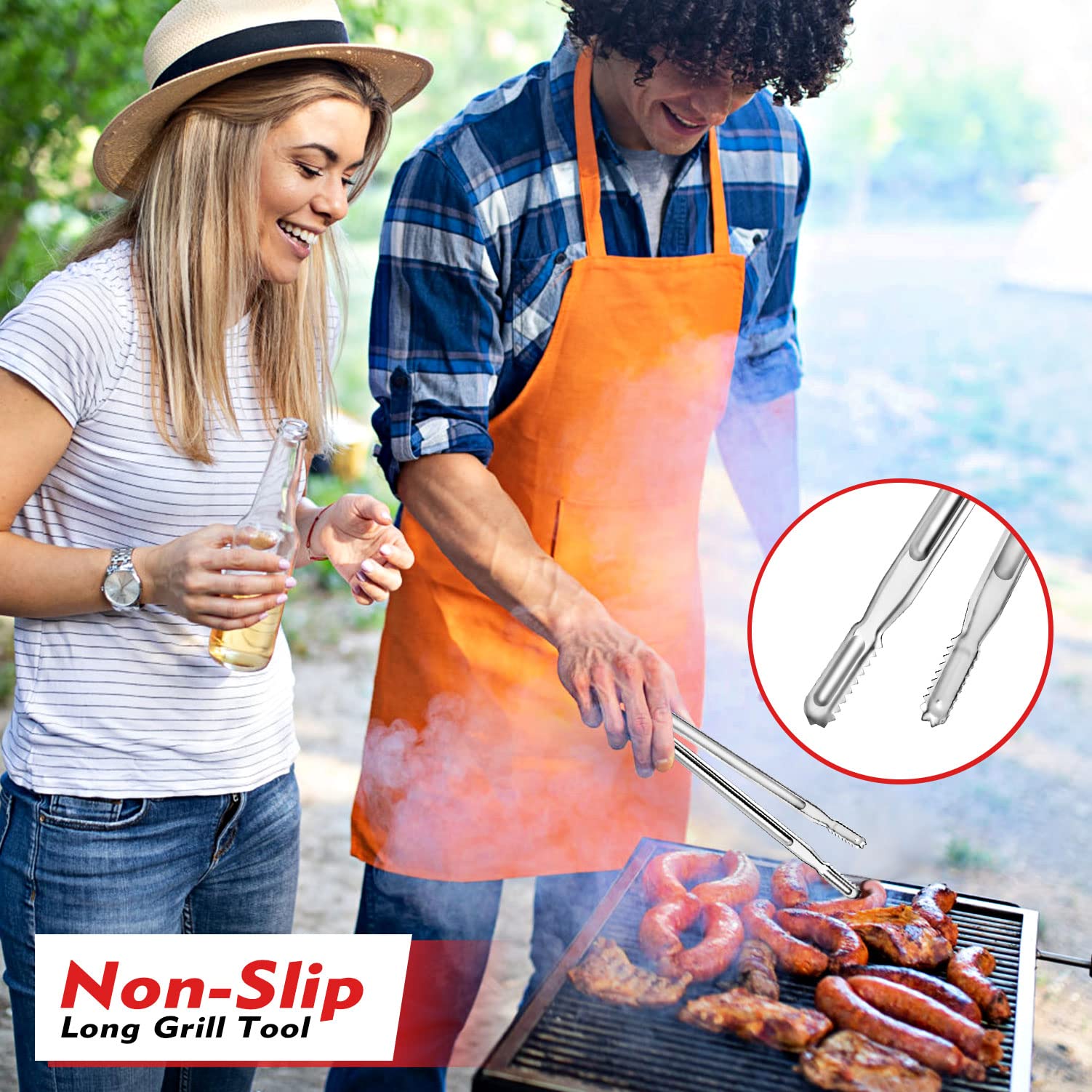 Premium Stainless Steel Grill Tongs Set - 3 Piece Extra Long BBQ Cooking Tongs (12
