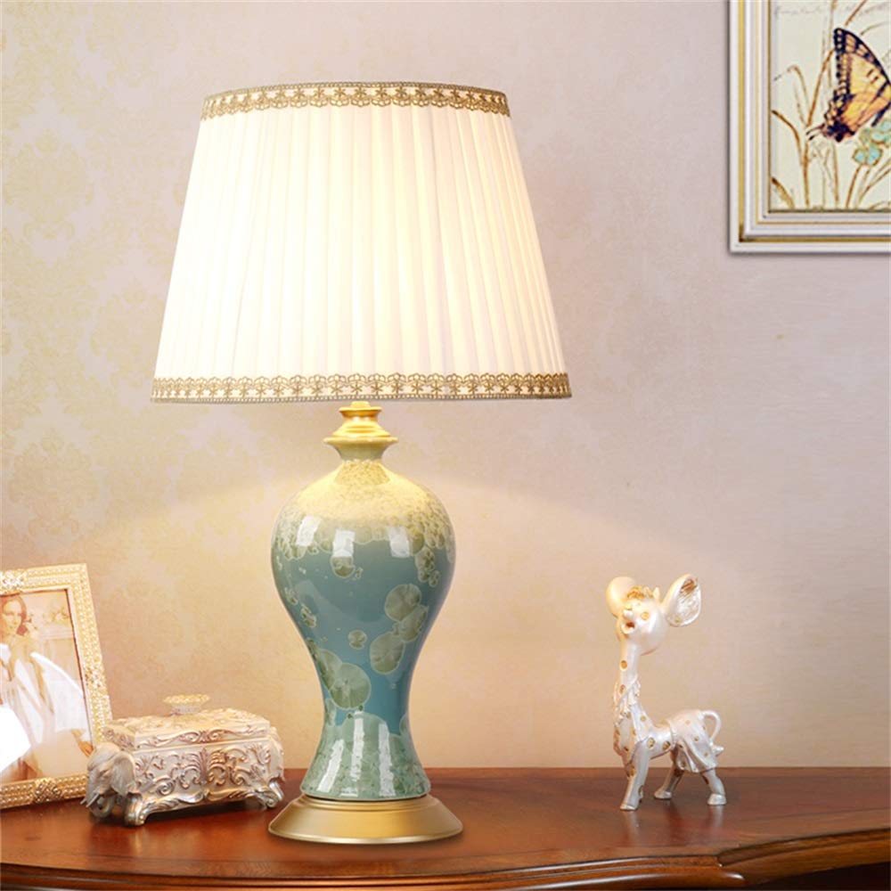 Luxury Contemporary Ceramic Table Lamp with Fabric Shade - Modern Home Decor for Living Room, Bedroom, Dining Room, Office & Hotel (Style 2, Button Switch) | Perfect for Reading, Relaxing & Creating Ambiance