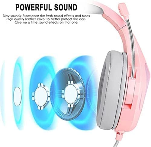 HXLAB Gaming Headset with Stereo Surround Sound, Wired Over-Ear Headphones with Mic, LED Lights & Noise Cancellation - Perfect for PC, PS4, Xbox Gaming & Online Classes