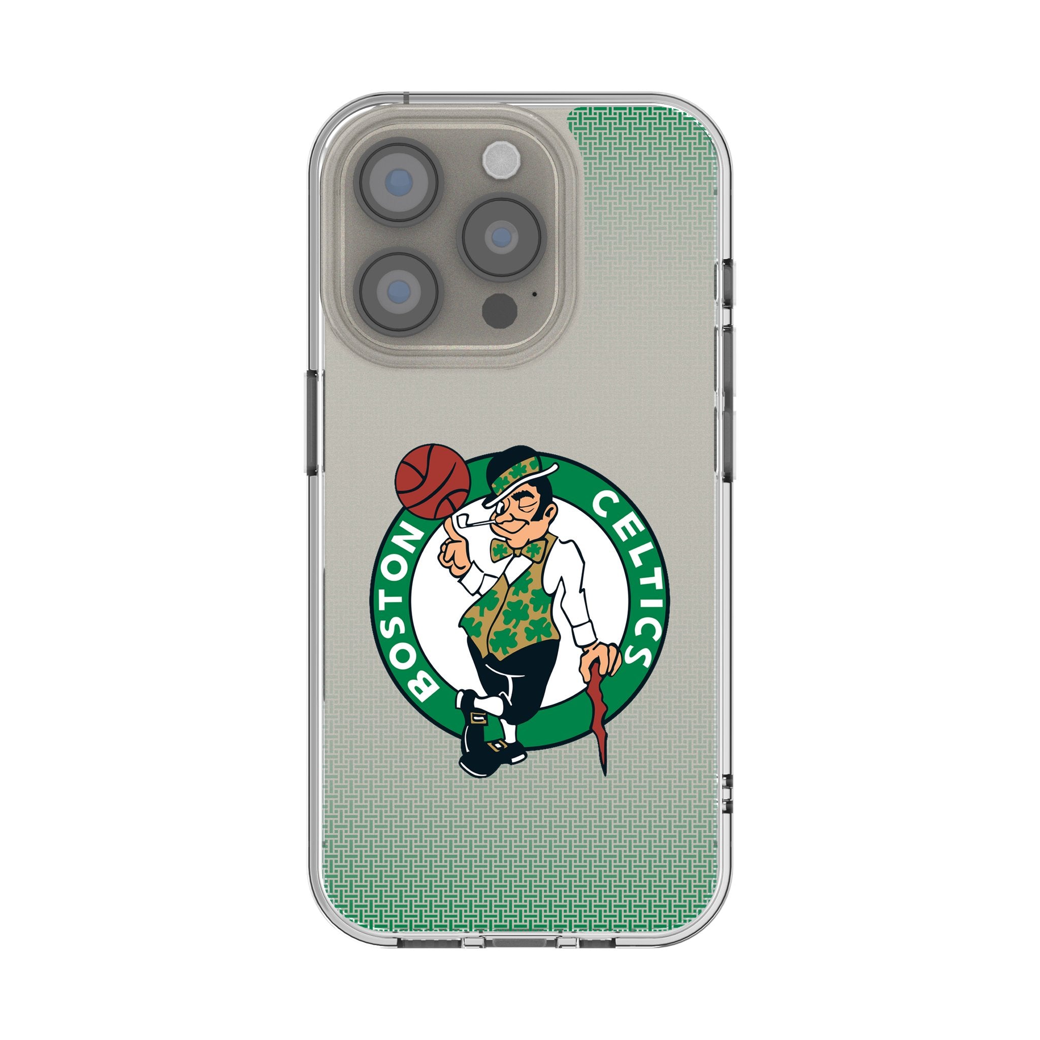 Boston Celtics Linen Clear Phone Case for Apple iPhone 15/14/13/12/11 Pro Max - Slim Protective Cover with Team Logo - Perfect for Basketball Fans & Game Day