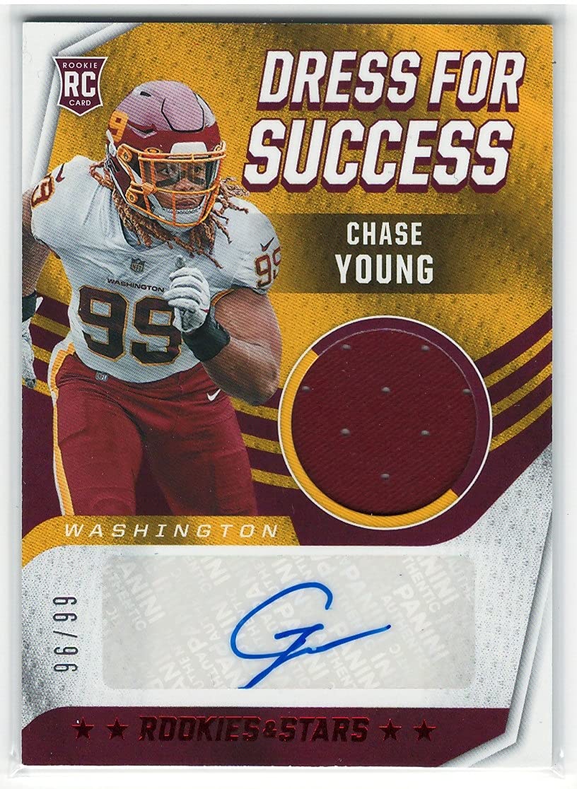 2020 Panini Rookies & Stars Chase Young Rookie Autograph Game Worn Jersey Card #'d /99 - NFL Collectible for Fans & Investors - Perfect for Display, Trading, and Memorabilia Collections