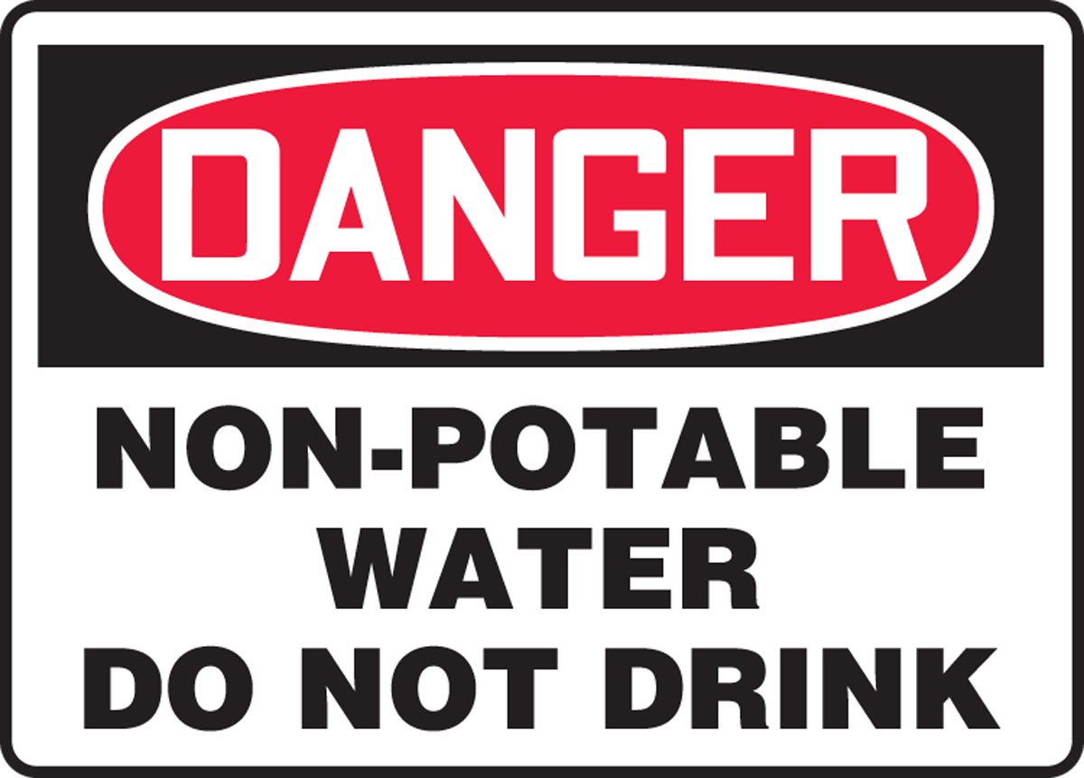 14x20 .125 Inch Non-Potable Water Warning Sign - Durable Polycarbonate Material for Industrial, Construction & Utility Areas - Do Not Drink Water Safety Sign