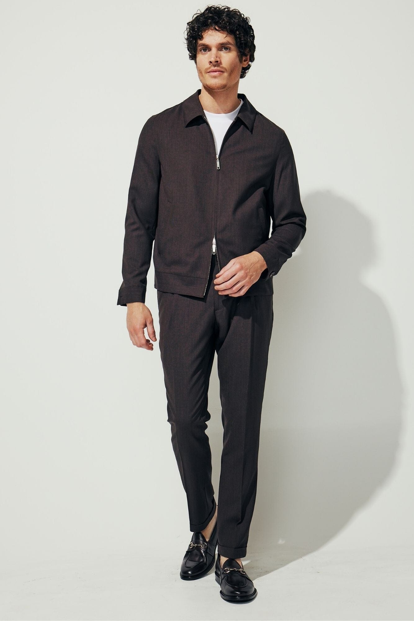 Men's Chocolate Brown Wool Bomber Flight Jacket - Vintage Aviator Style for Winter & Casual Wear