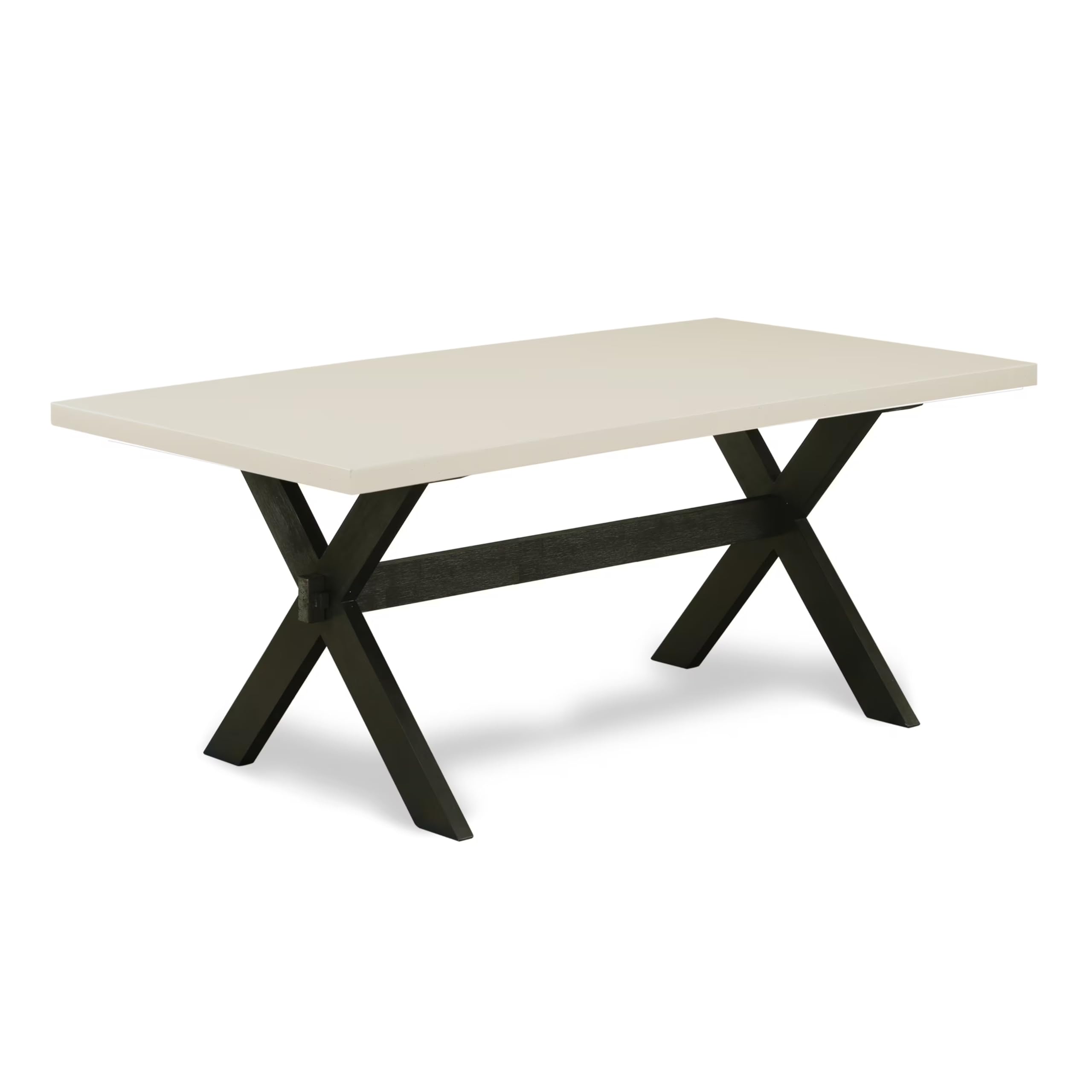 East West Furniture 5-Piece Kitchen Dining Set - 40x72 Inch Rectangle Table with X-Legs & 4 Black Linen Chairs | Modern Dining Room Furniture for Small Spaces | Perfect for Family Meals, Dinner Parties & Apartment Living