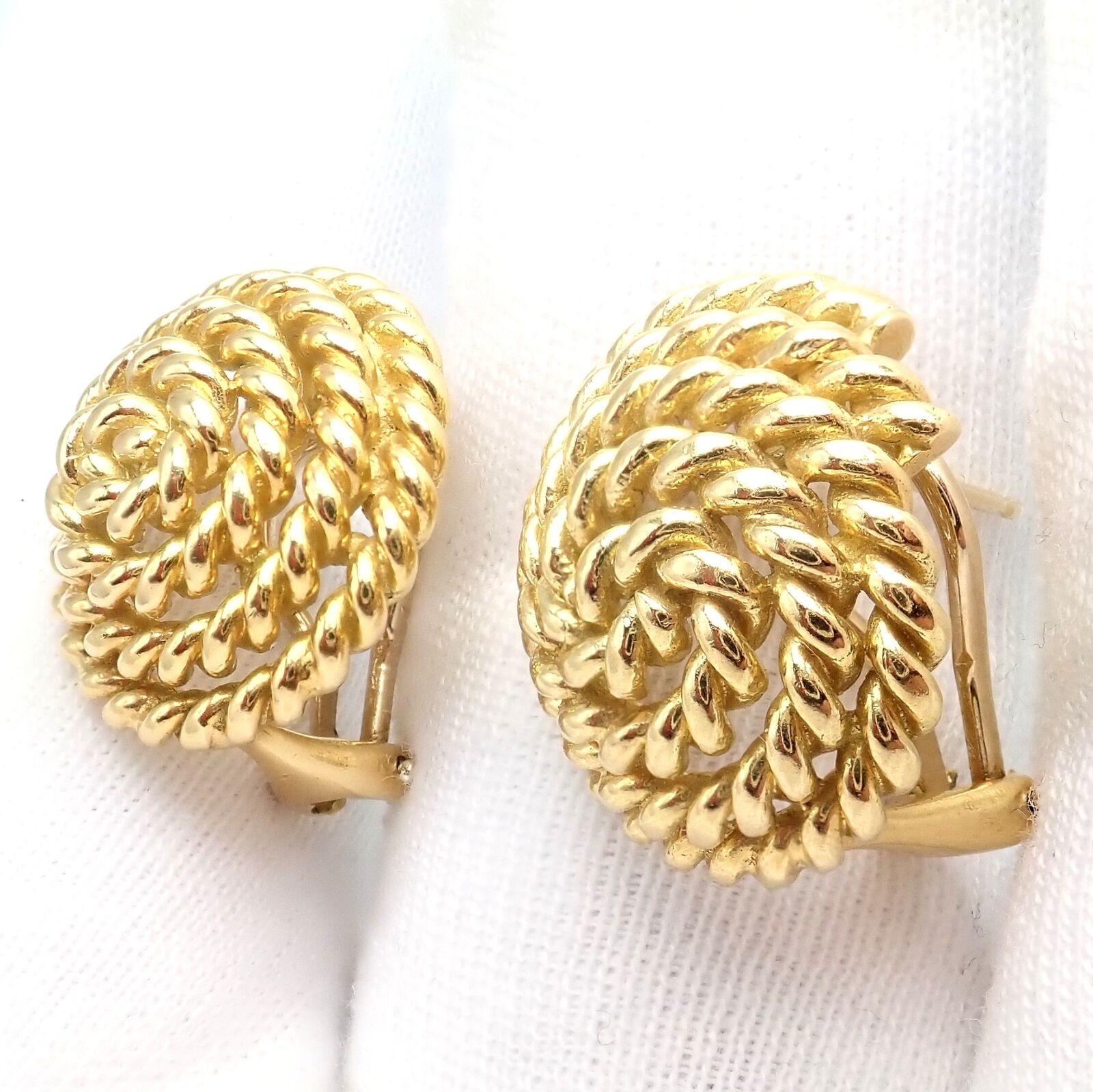 Authentic Vintage Tiffany & Co 18k Yellow Gold Large Coiled Rope Earrings - Luxury Jewelry for Women, Perfect for Weddings, Parties & Special Occasions