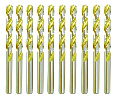 Premium HSS Drill Bit Set - 3/32 Inch Titanium Coated Twist Drill Bits for Metal, Iron & Steel (10-Piece) - Perfect for DIY Projects, Metalworking & Home Repairs