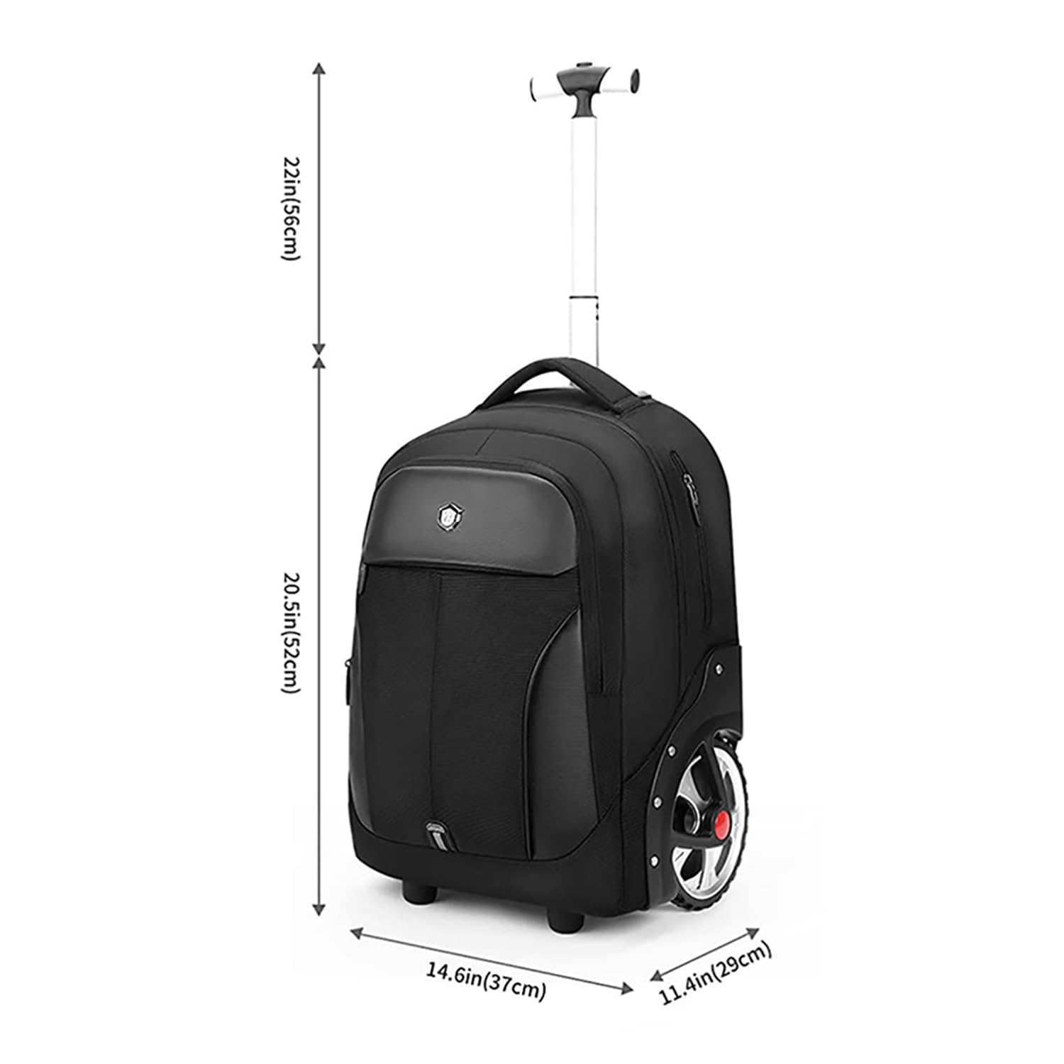 22 Inch Rolling Backpack - Waterproof Wheeled Laptop Backpack for Business Travel & Commuting | Carry-On Approved for Men & Women | Perfect for Airports, Office & College (Black)