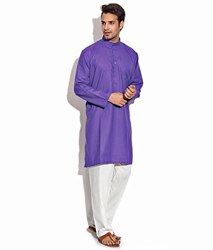 Royal Men's Purple Cotton Blend Kurta Pyjama Set - Traditional Indian Outfit for Daily Wear, Festivals & Weddings | Comfortable Breathable Fabric for Casual & Formal Occasions