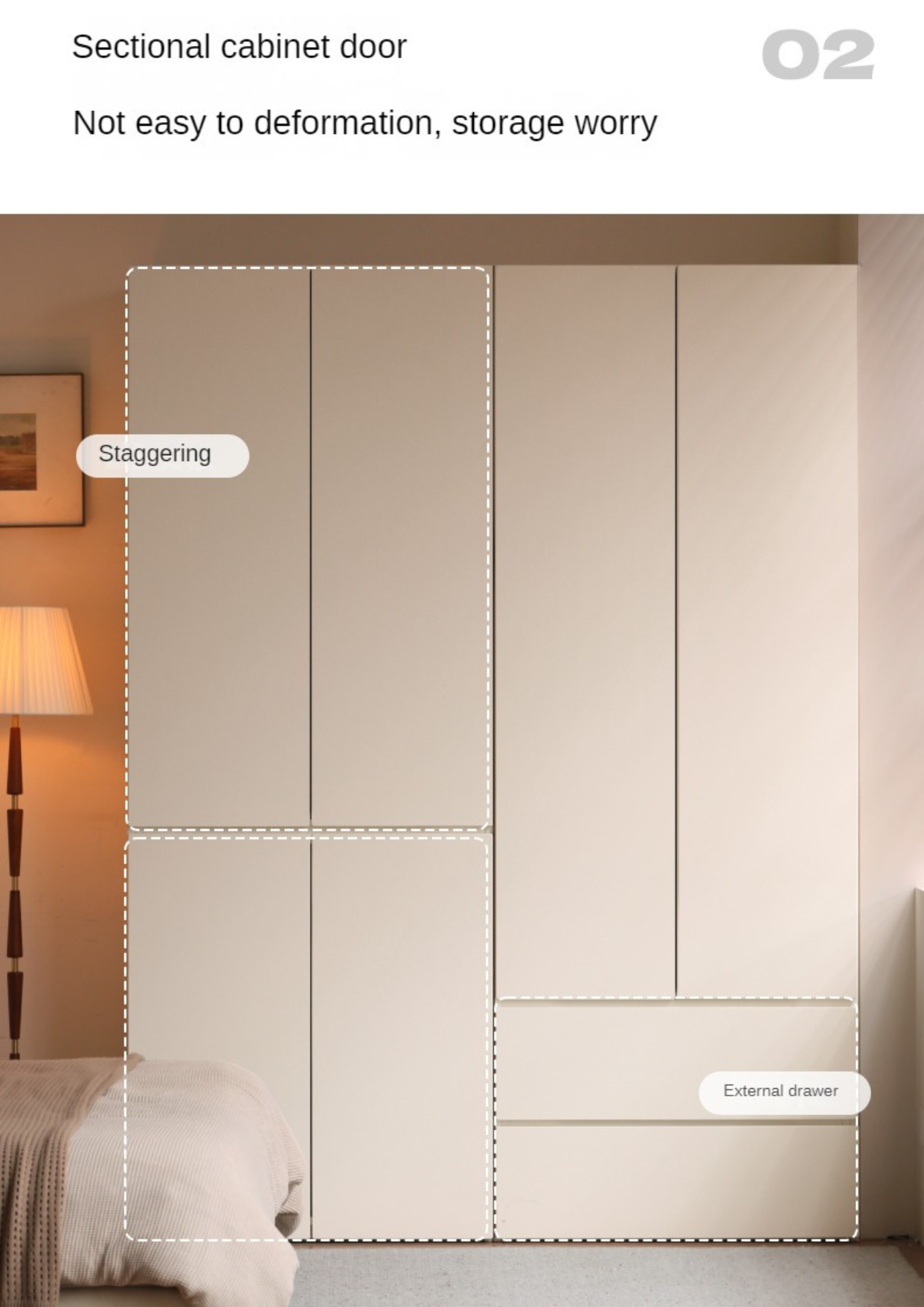 Pine Solid Wood Sectional Large Wardrobe - Cream Style Modern Closet for Bedroom & Living Room Storage Organization