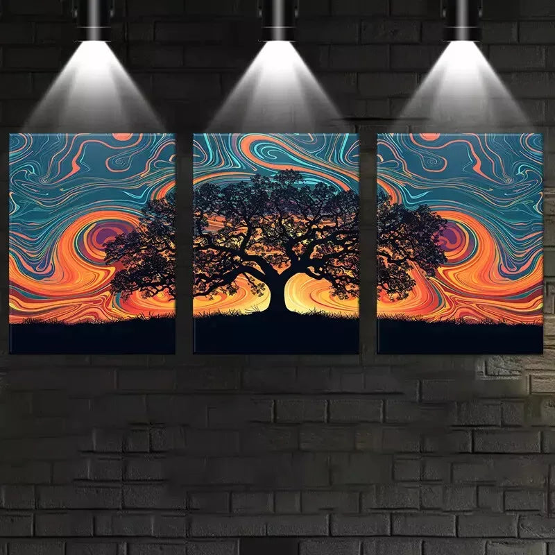 3-Piece Abstract Tree Wall Art Set - Framed Canvas Prints 50x70cm, High Quality Australian-Made Living Room Decor | Perfect for Modern Home, Office & Bedroom Wall Decoration