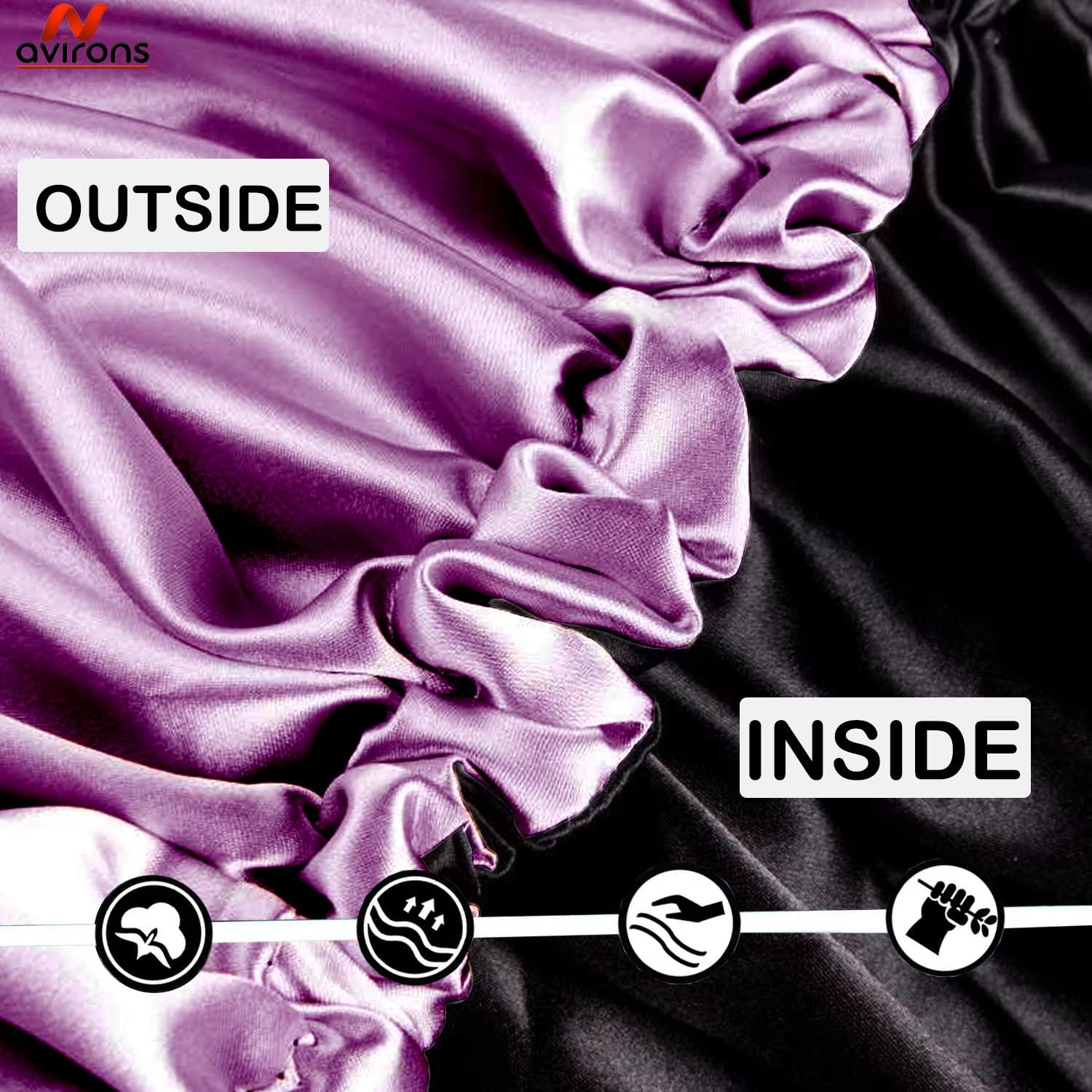 Avirons Silk Hair Bonnet with Sleep Mask | Double Layer Reversible Satin Sleeping Cap for Women & Men | Hair Protection for Curly, Natural, Braided Hair | Perfect for Nighttime, Travel & Home Use
