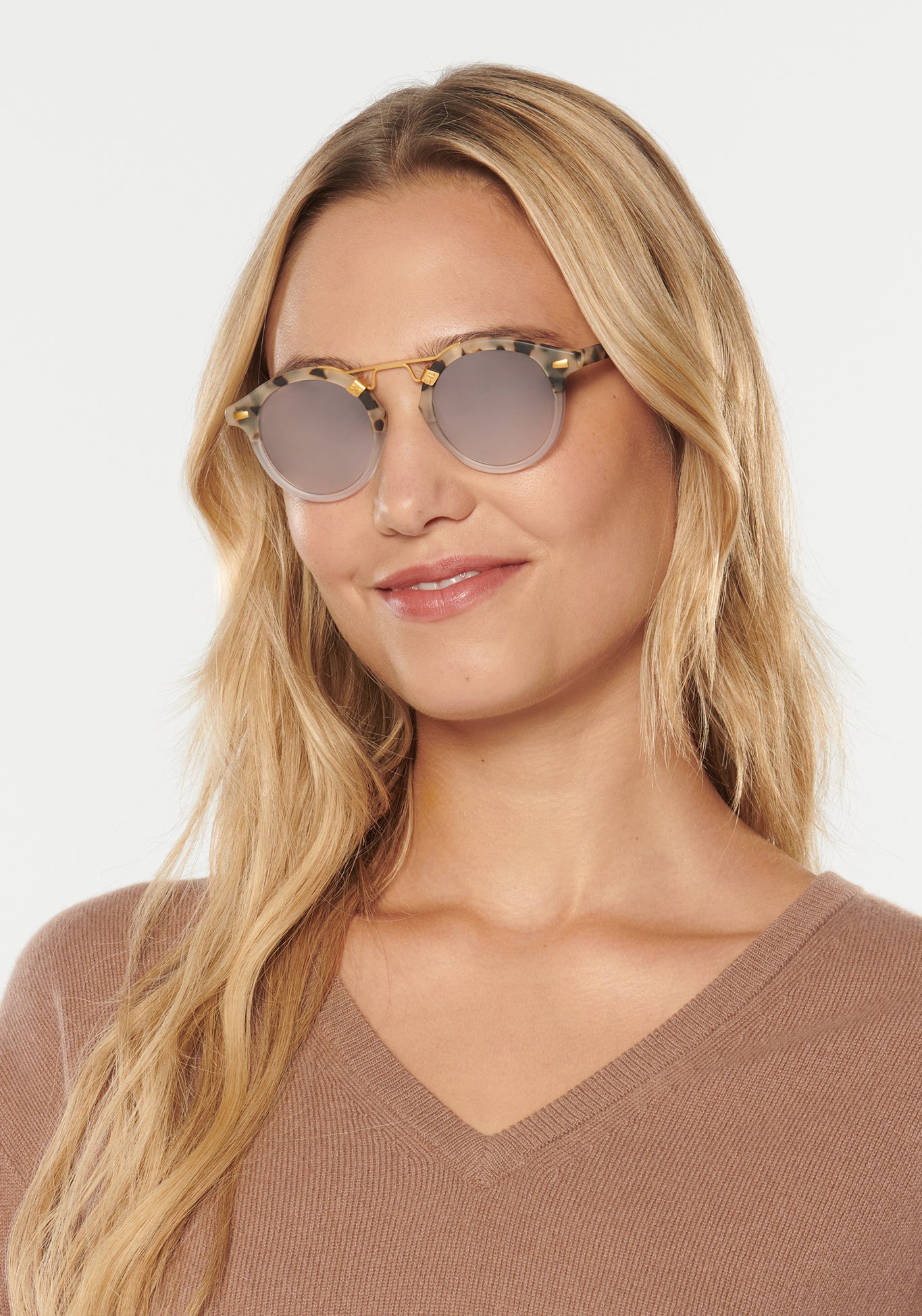 ST. LOUIS MIRRORED Sunglasses - Matte Oyster to Crystal Mirror Polarized 24K Gold Lens - UV Protection for Driving, Fishing & Outdoor Activities