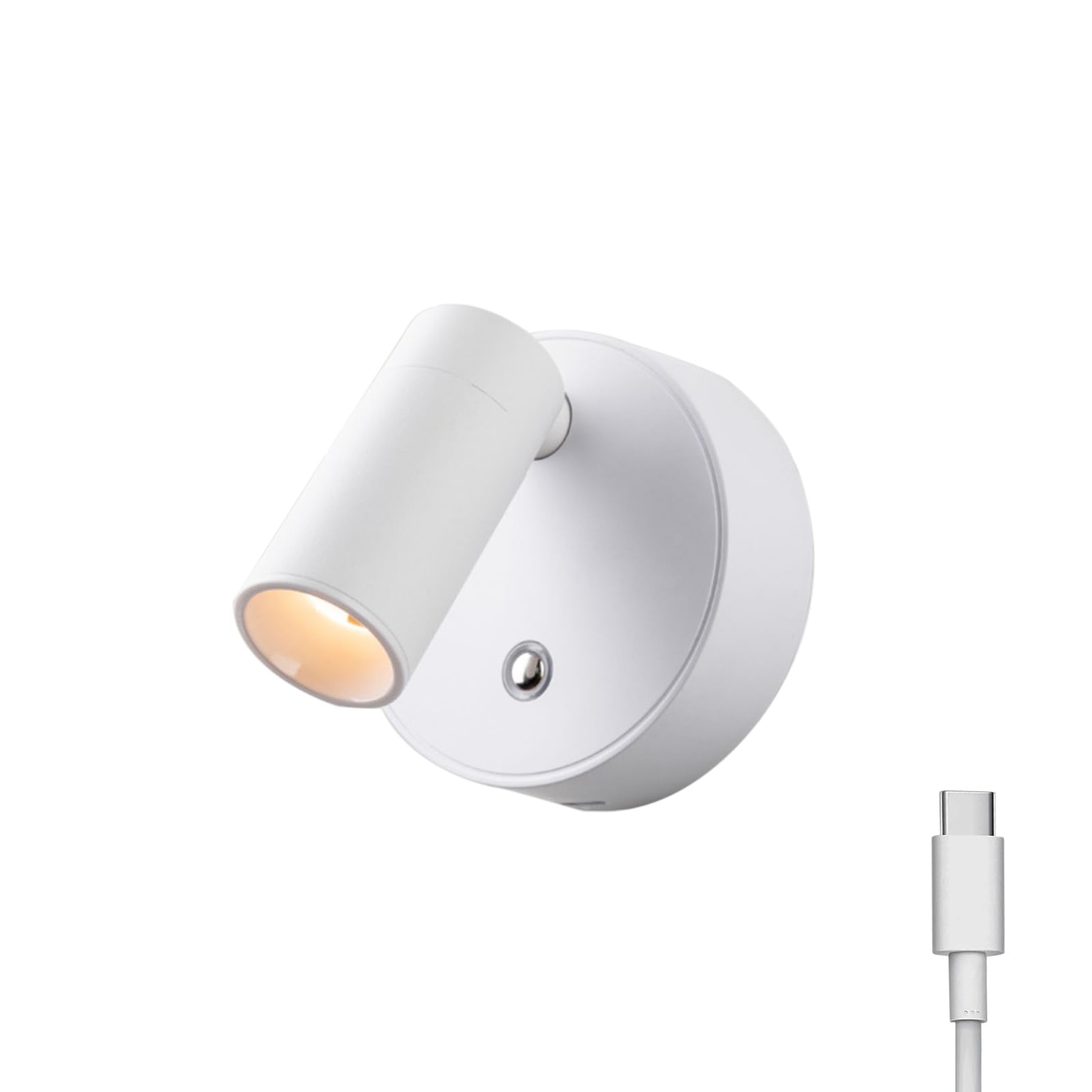 USB-C Rechargeable Magnetic Wall Mounted LED Night Light - 350° Rotation, Adjustable Brightness, Touch Control - Perfect for Kids' Bedroom, Study Desk, Closet & Reading Nook